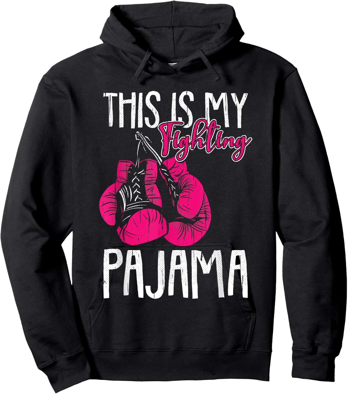 My Fighting Pajama Breast Cancer Awareness Ribbon Warrior Hoodie - Hoodie | Black