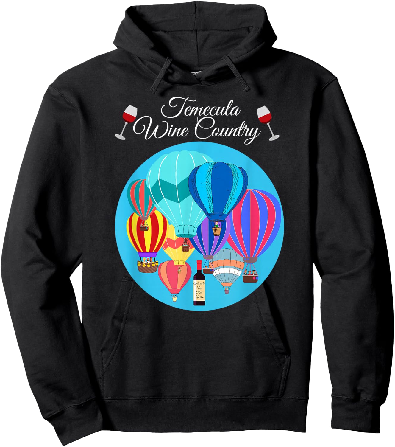 Temecula Wine Country balloon Women colorful Hoodie - Hoodie | Black