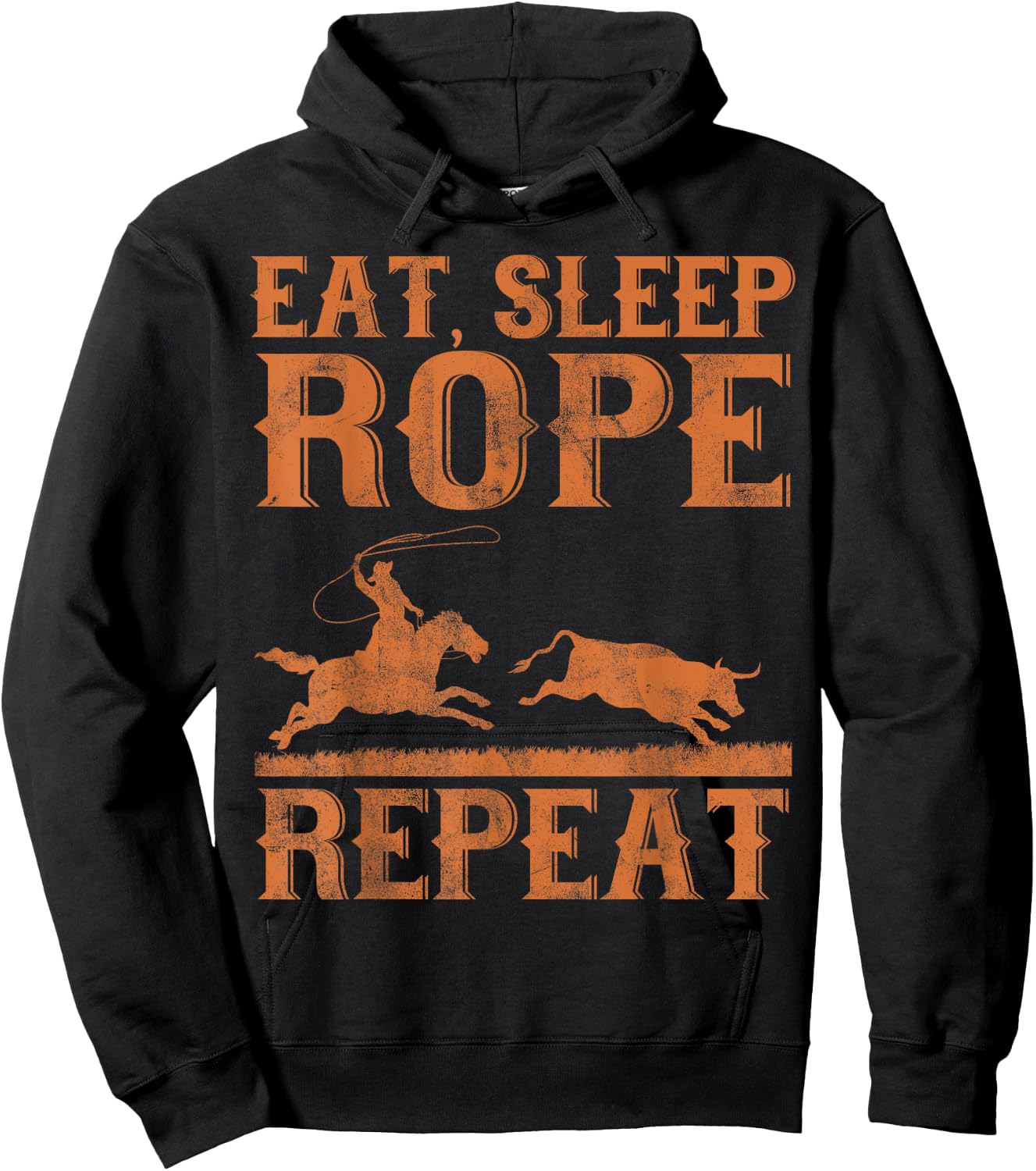 Eat Sleep Rope Repeat Team Roping Rodeo Hoodie - Hoodie | Black