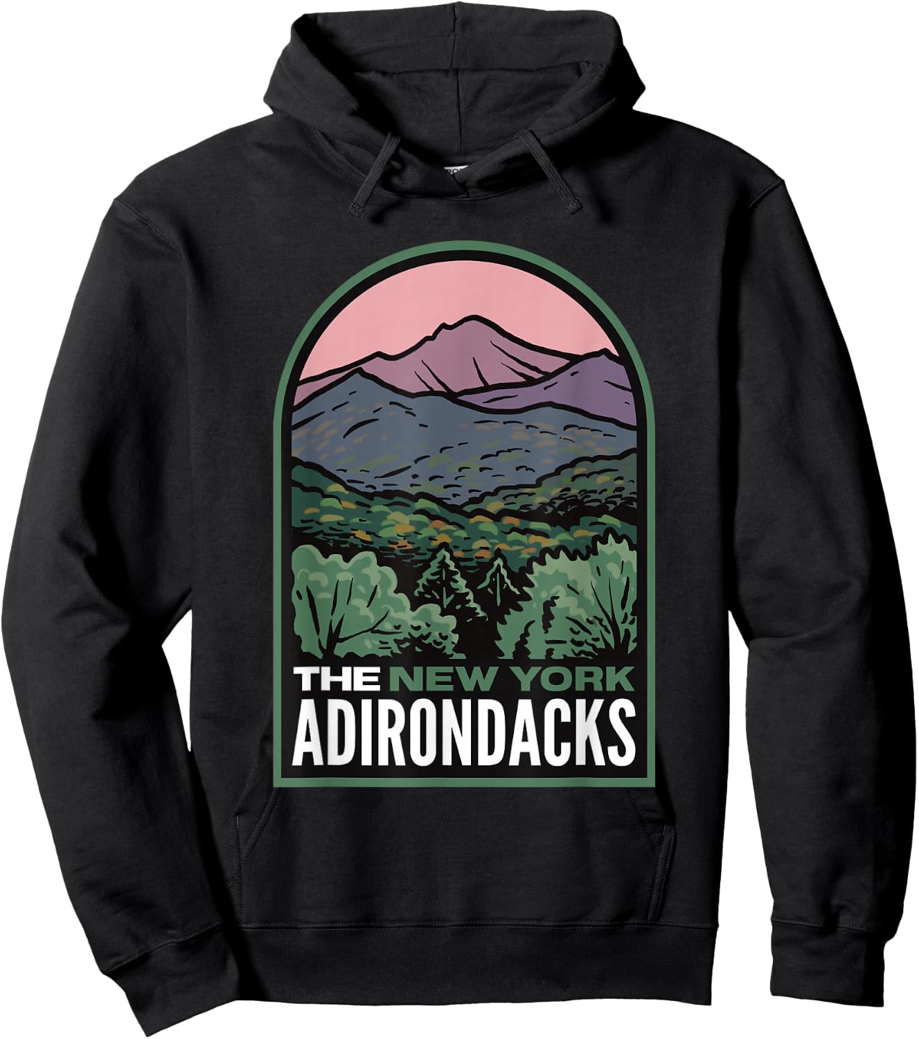 The Adirondacks Upstate New York Mountains Hoodie - Hoodie | Black