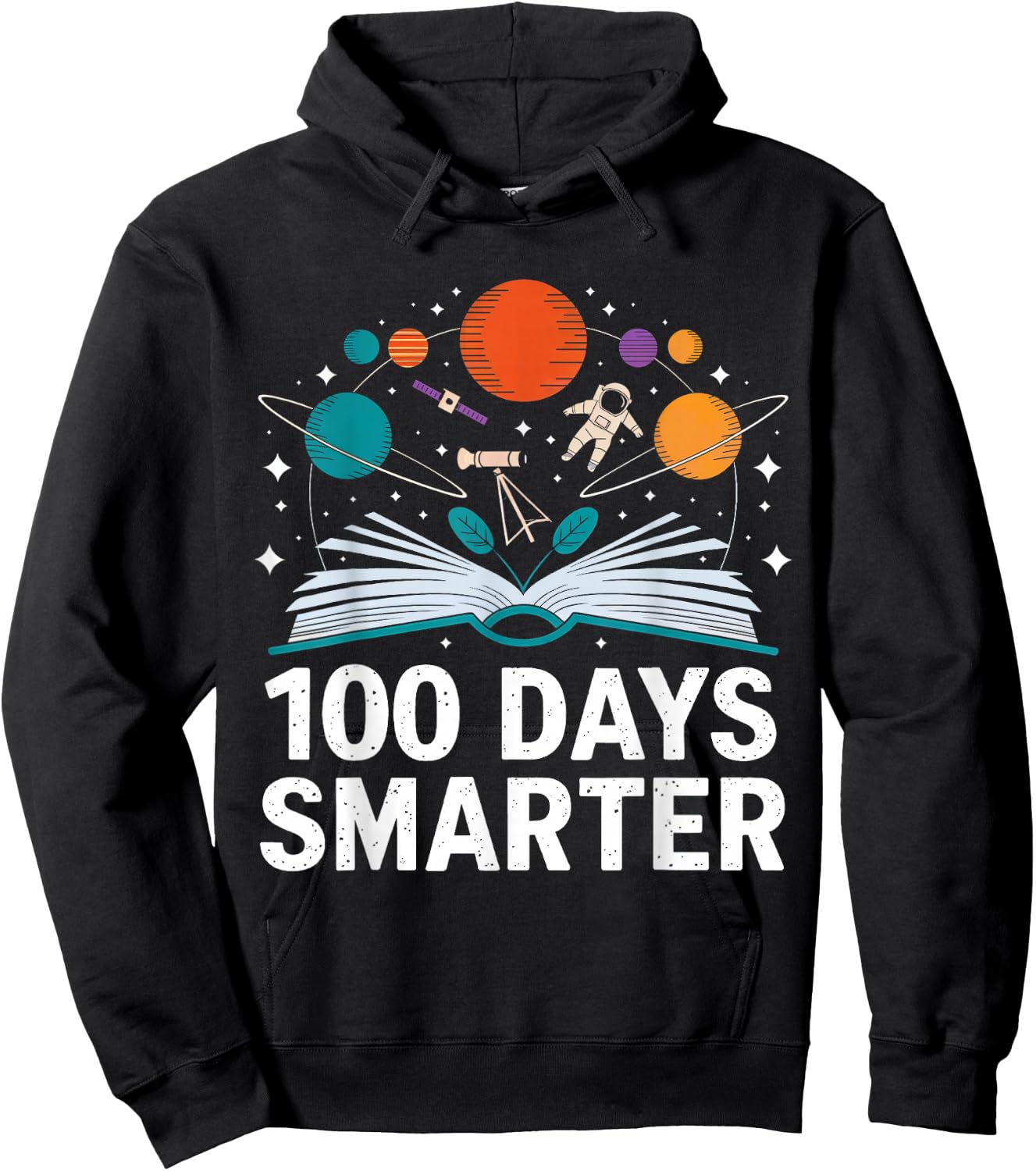 100 Days Smarter Astronaut Space 100th Day of School Kid Boy Hoodie - Hoodie | Black