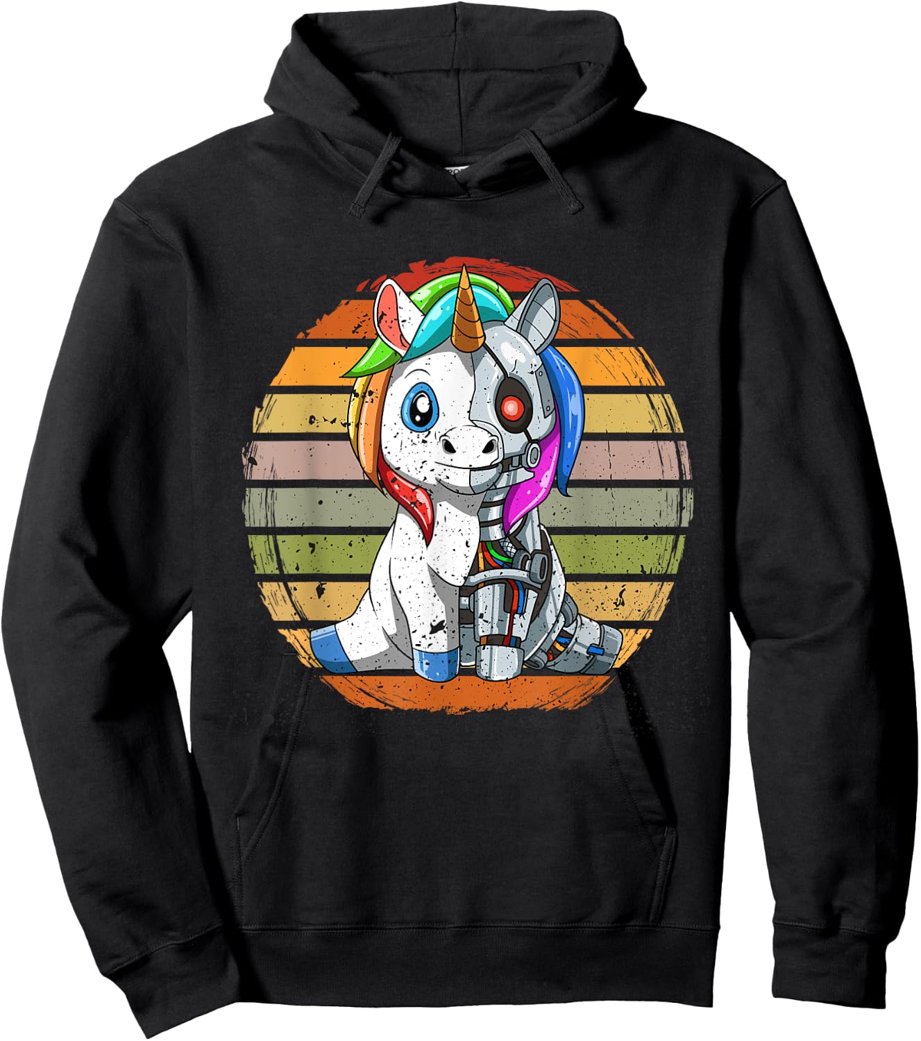 Grunge Unicorn Robot Robotic Cuddle Cyborg Hoodie - Hoodie | Black