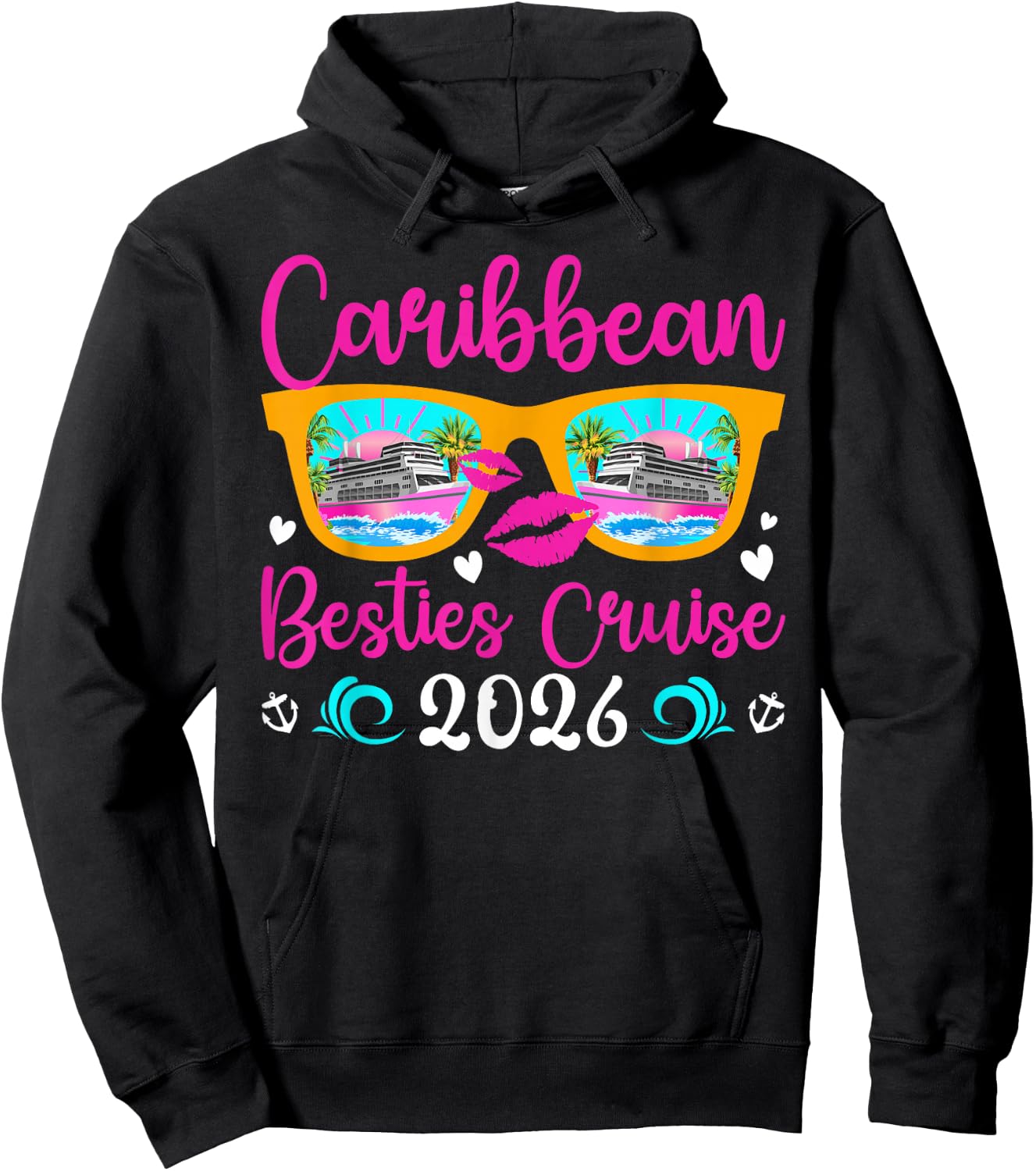 Caribbean Besties Cruise 2026 Best Friend Cruising Caribbean Hoodie - Hoodie | Black
