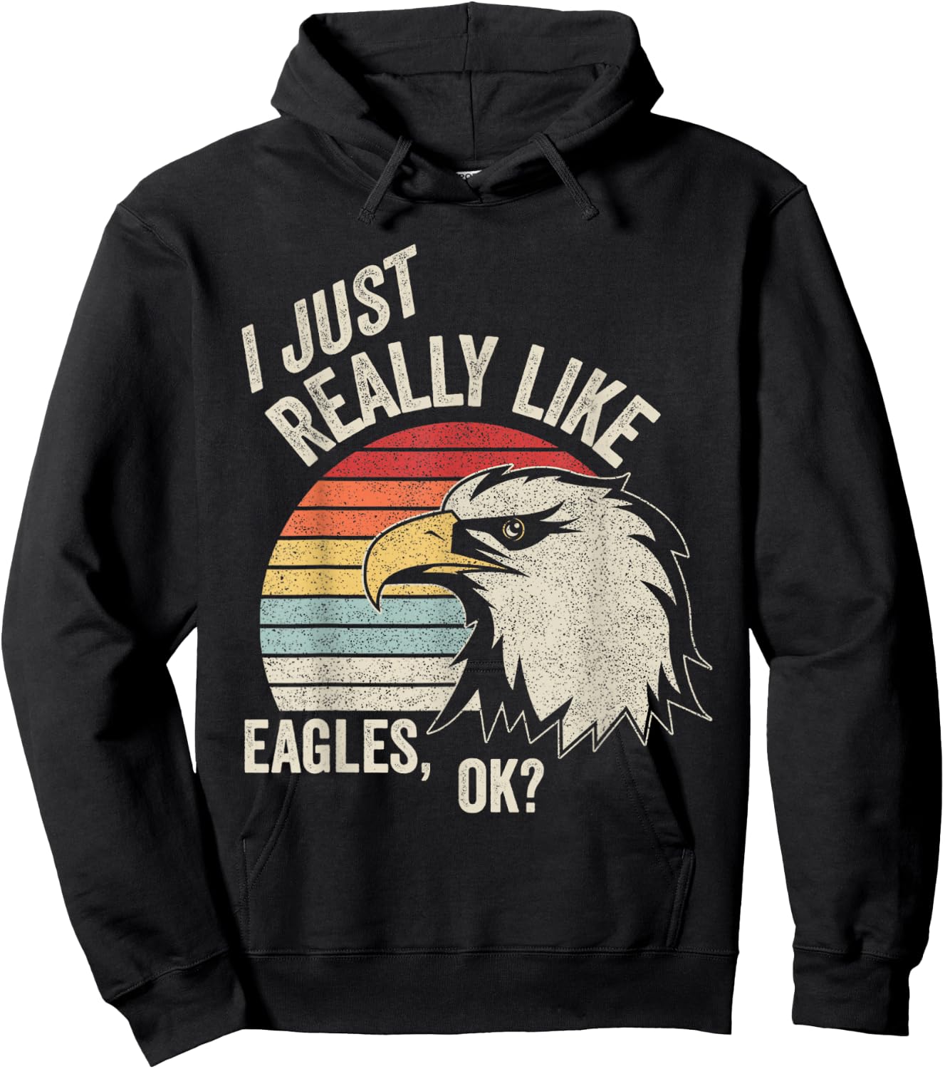 Retro Vintage I Just Really Like Eagle, Ok? Funny Eagle Hoodie - Hoodie | Black