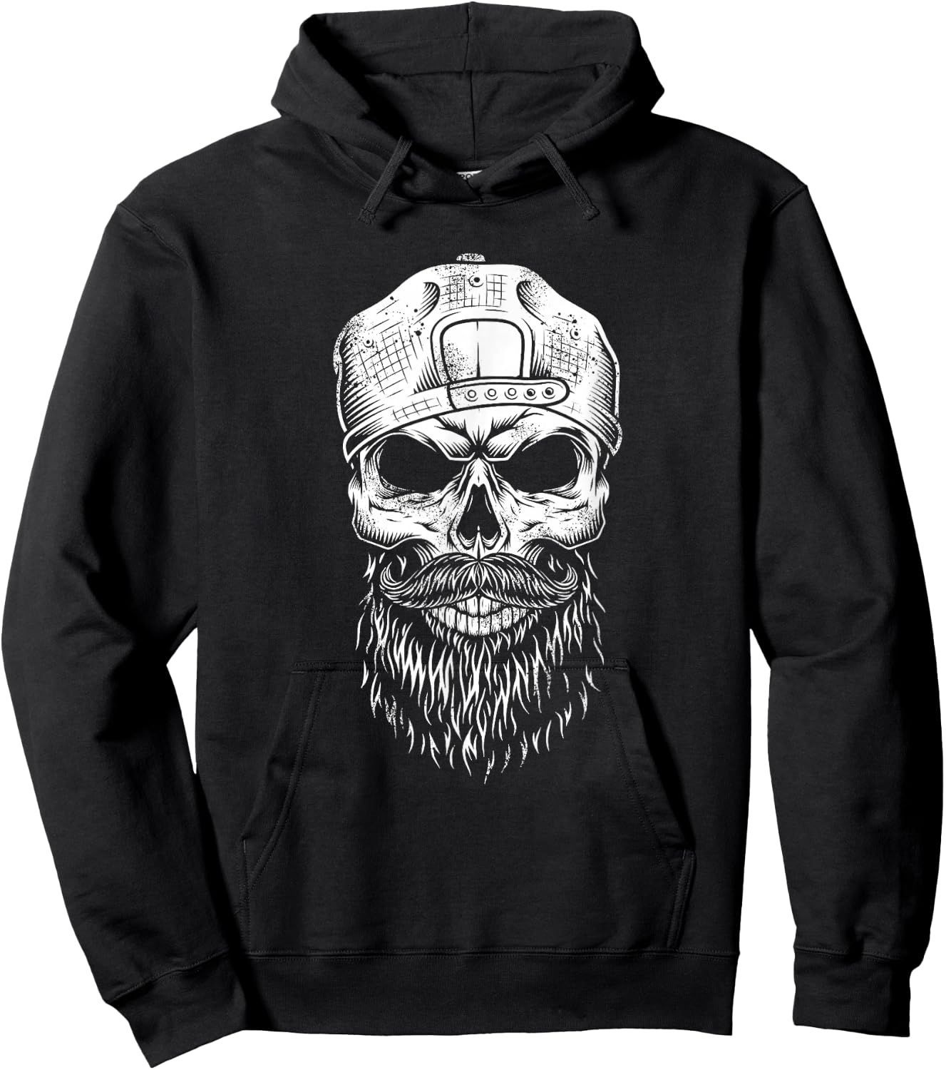 Grungy Hipster Bearded Skull - Beard Lover - Hipster Gift Hoodie - Hoodie | Black