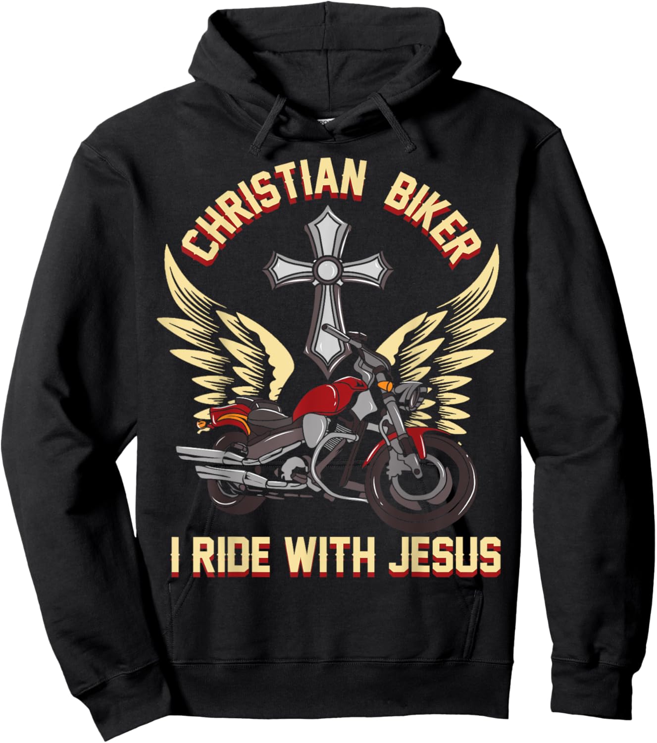 I Ride With Jesus I Christian Cross Biker I Motorcycle Hoodie - Hoodie | Black