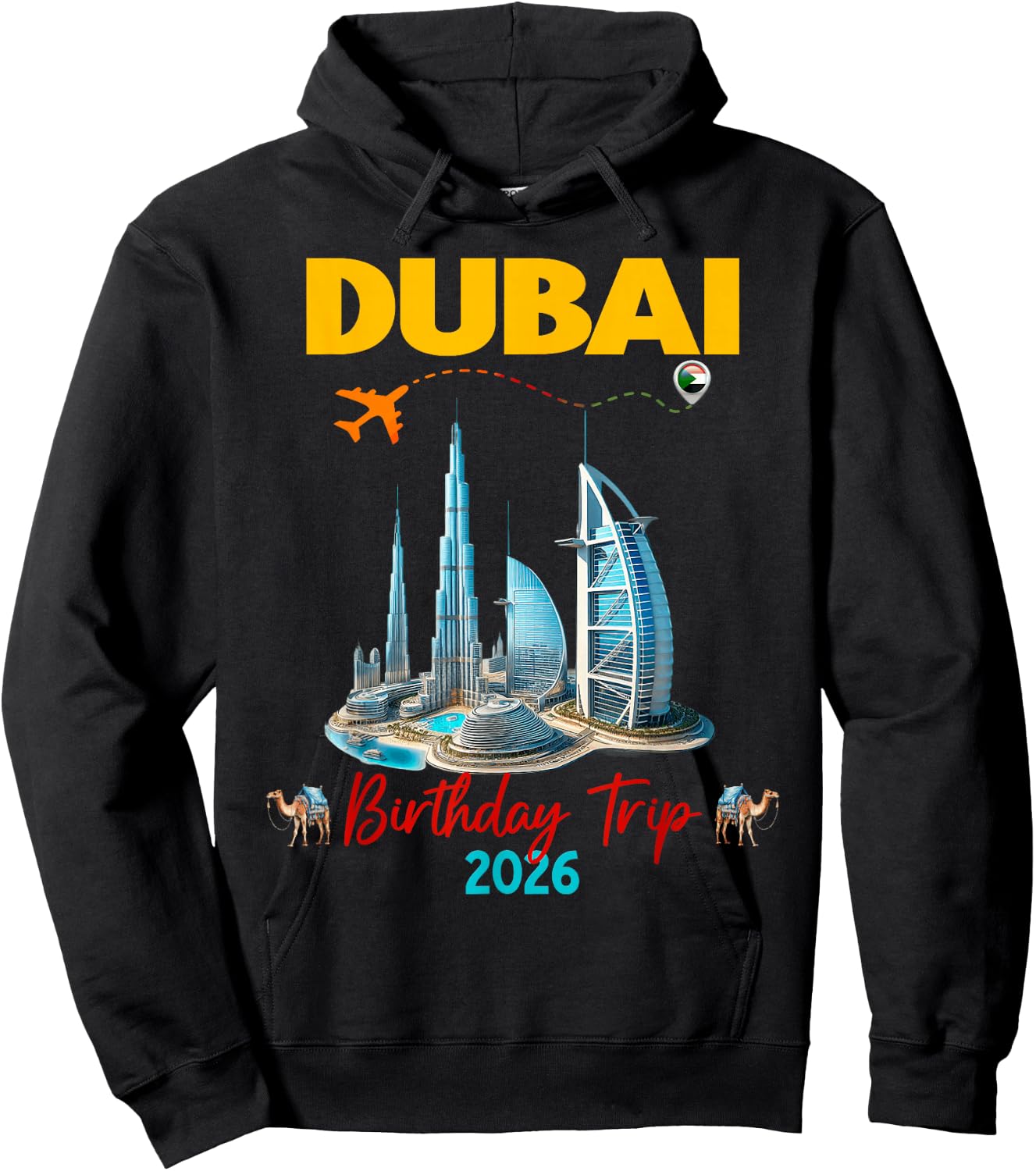 Dubai Family Friends Vacation 2026 Birthday Group Hoodie - Hoodie | Black