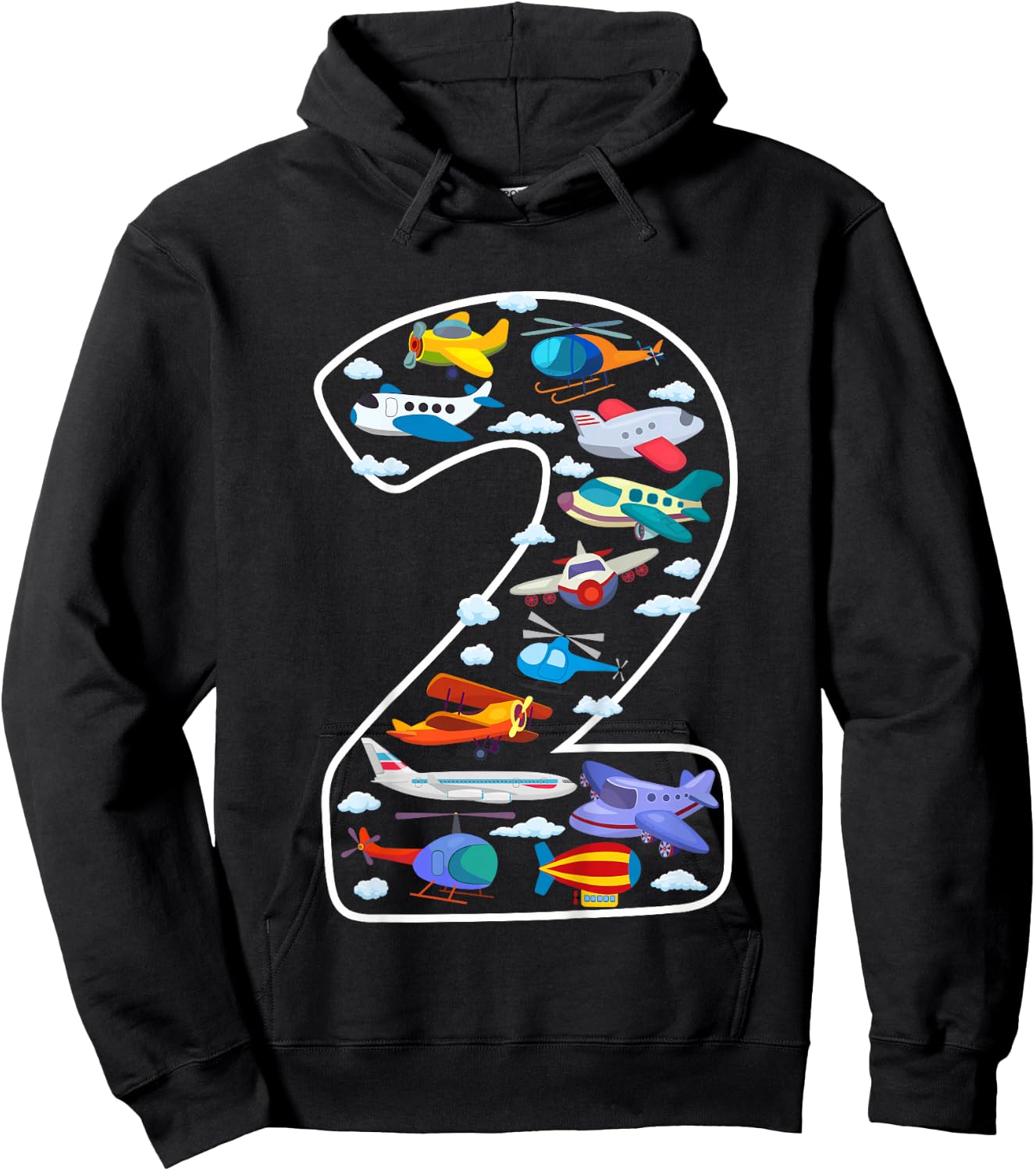 Kids Its My 2nd Birthday Boys 2 Airplanes Helicopters 2 Years Old Hoodie - Hoodie | Black