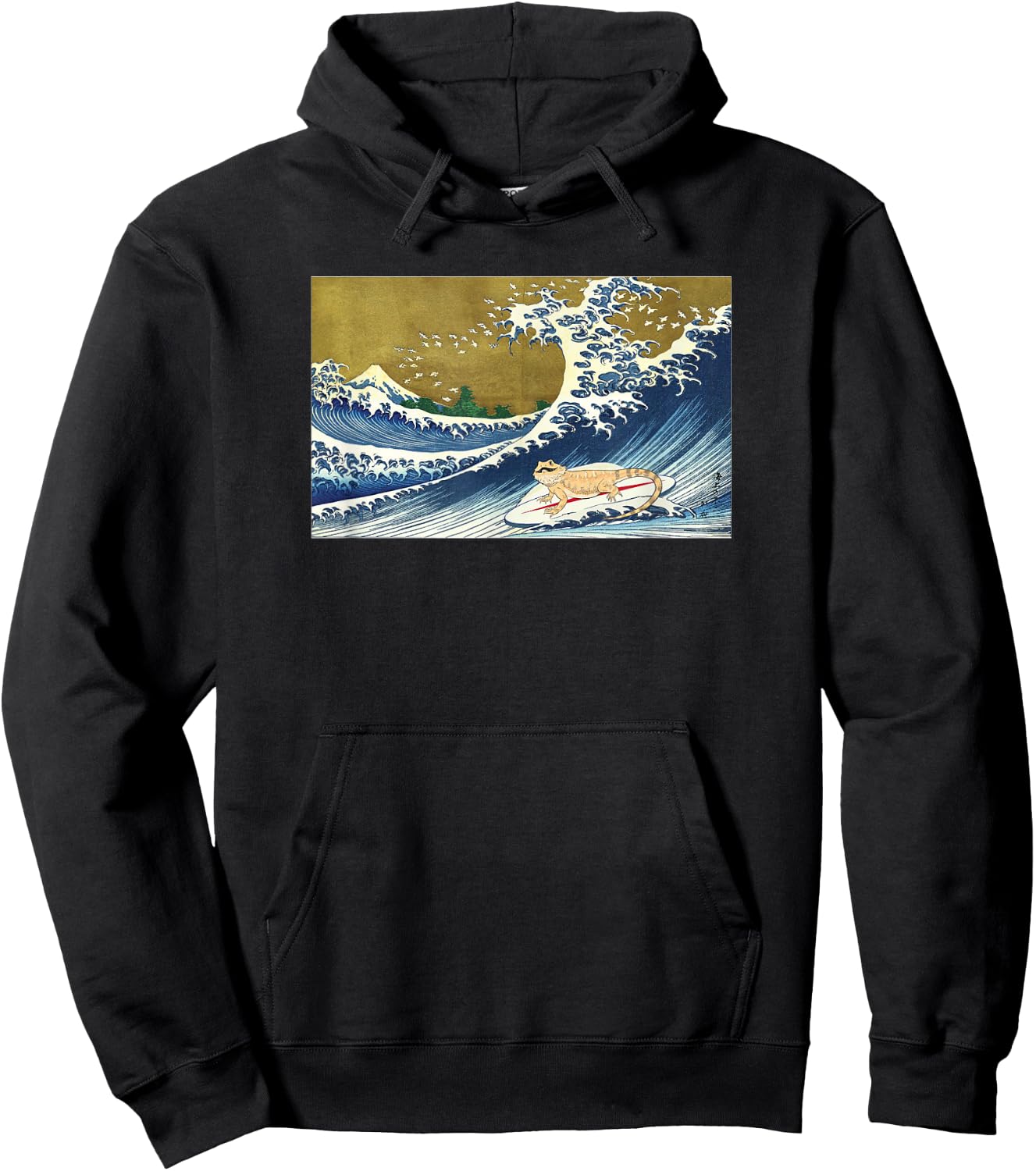 Tiny Dinosaur Retro Vintage Surfing Bearded Dragon Lover Hoodie - Hoodie | Black
