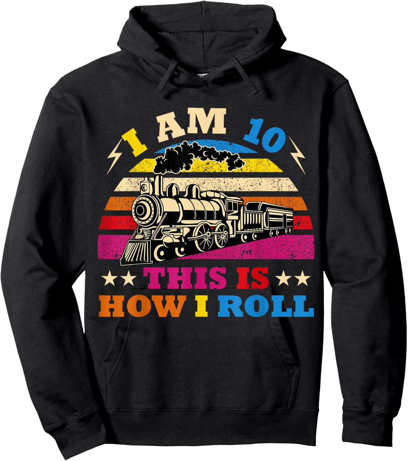 10th Birthday Boy Train 10 Year Old Funny B-Day Matching Hoodie - Hoodie | Black