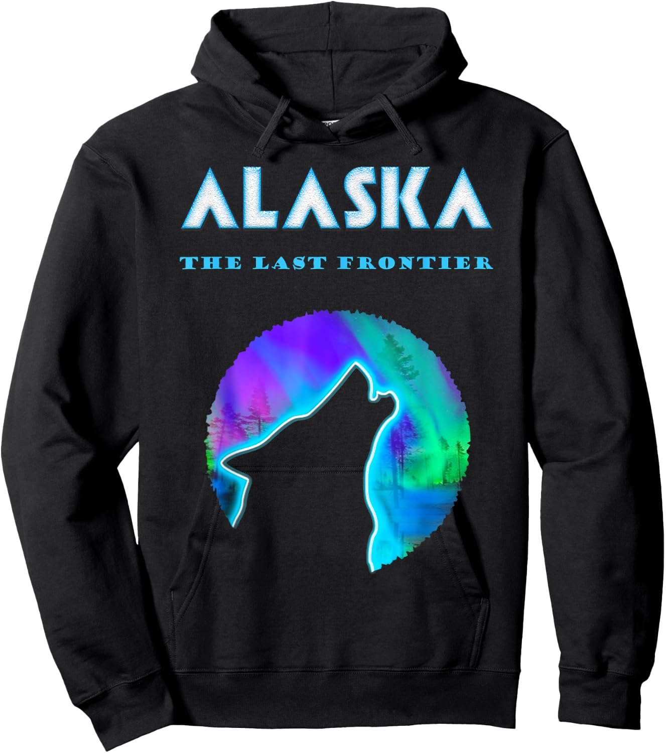 Cool Alaska Northern Lights Crawling Wild Wolf Hoodie - Hoodie | Black