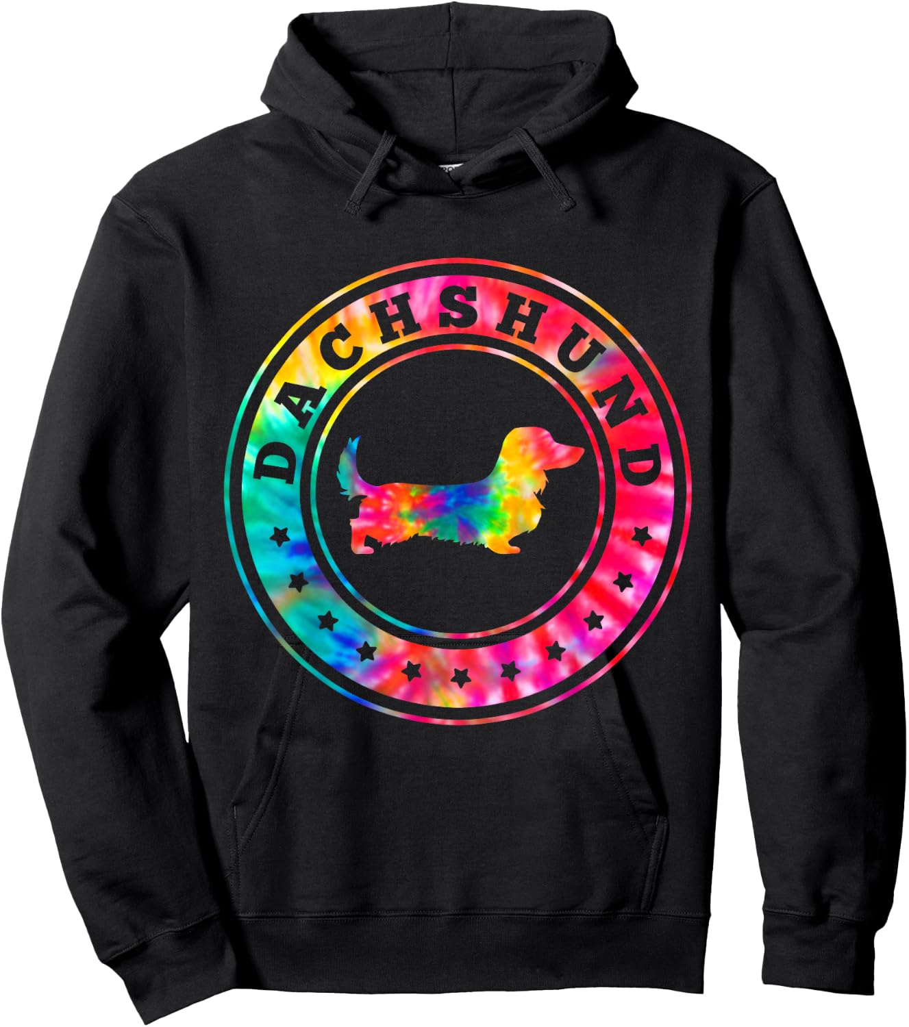Tie Dye Long Hair Dachshund Dog Mom Dad Pet Lover Hoodie - Hoodie | Black
