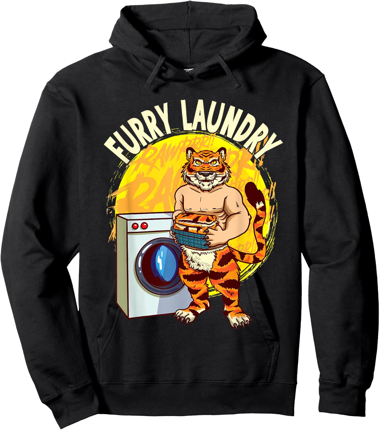 Furry Laundry Funny Design for Furries with Tiger Fursuit Hoodie - Hoodie | Black