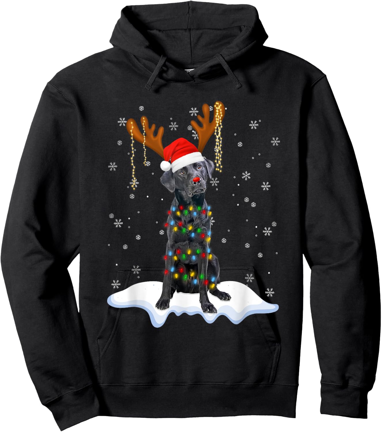 Black Lab Labrador Christmas Tree Light Pajama Dog Xmas Men Women Kids Hoodie - Hoodie | Black