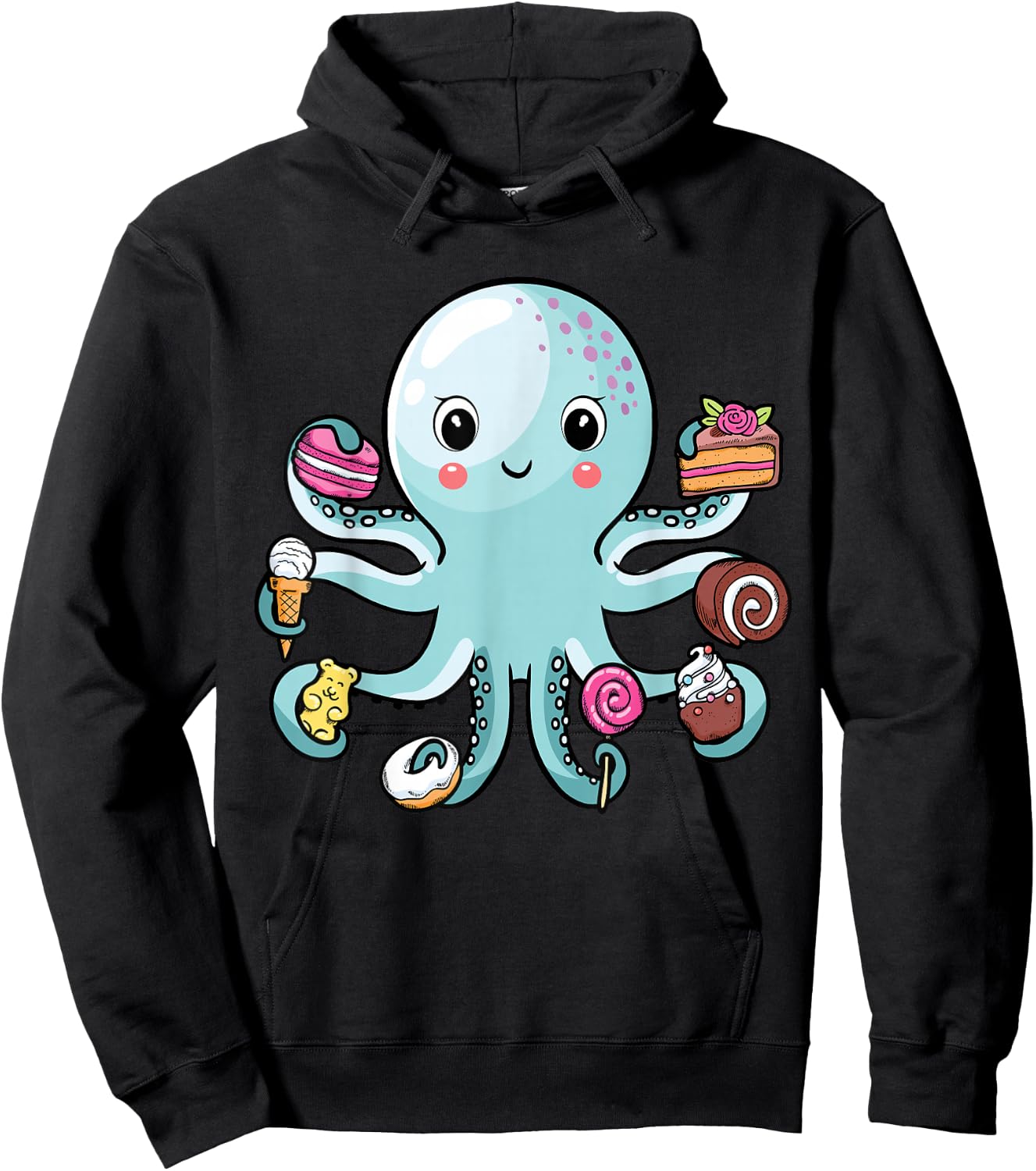 Octopus Octopus Cake Tentacles Marine Animals Children Hoodie - Hoodie | Black
