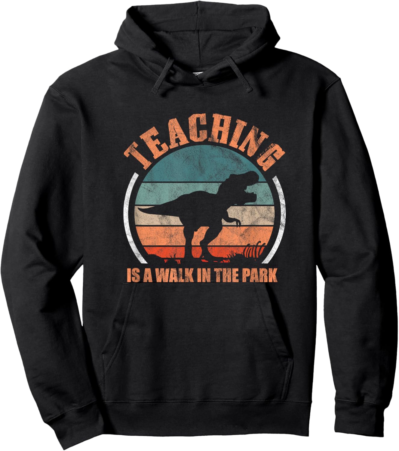 Teaching Is A Walk In The Park Funny Teacher T-Rex Retro Hoodie - Hoodie | Black