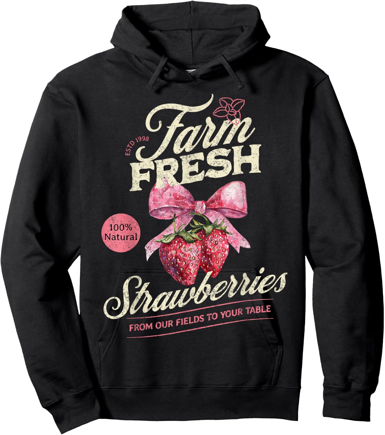 Farm Fresh Organic Strawberries Farmer's Market Homegrown Hoodie - Hoodie | Black