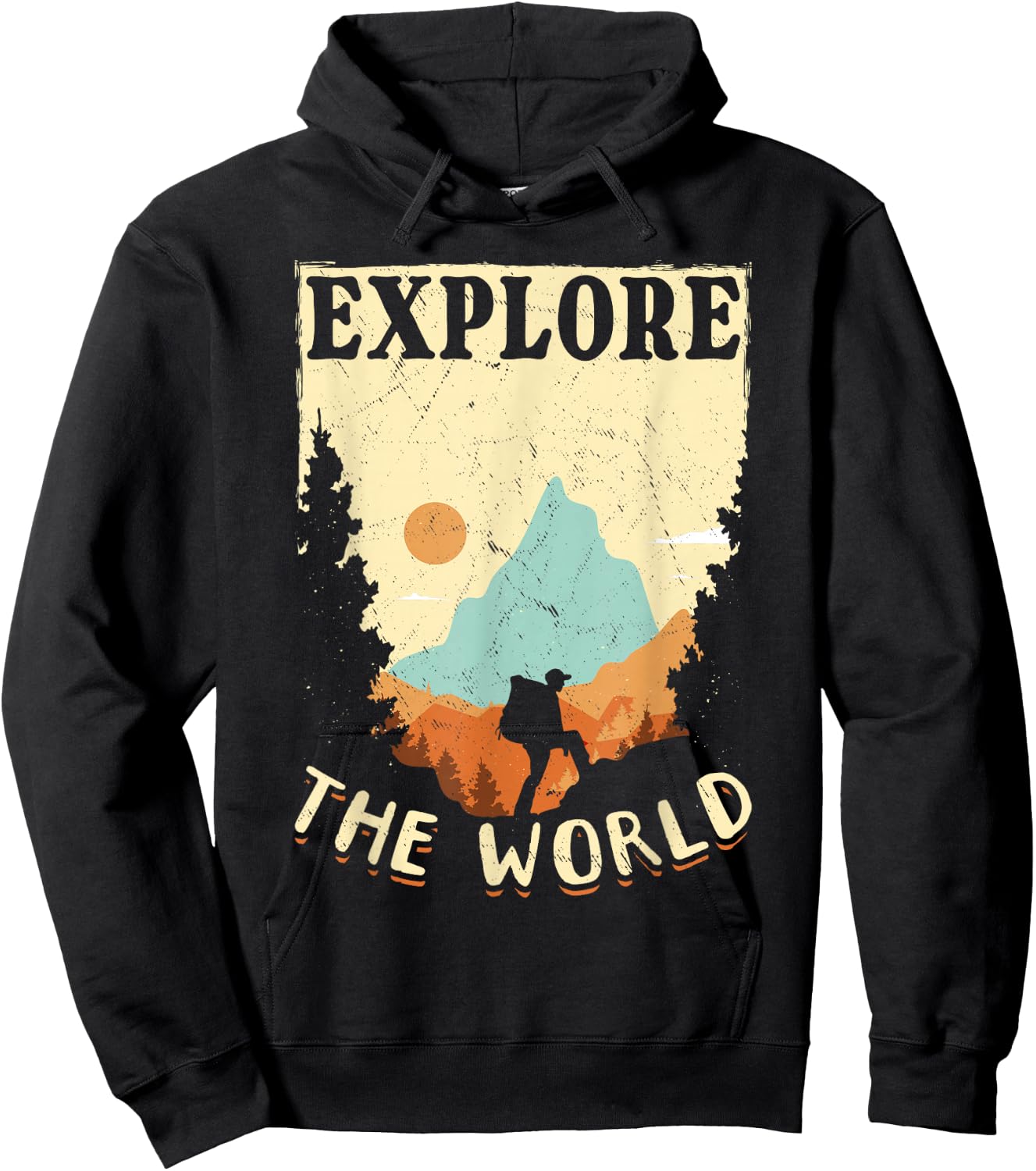 Hiking Mountain Outdoors Explore the World Hoodie - Hoodie | Black