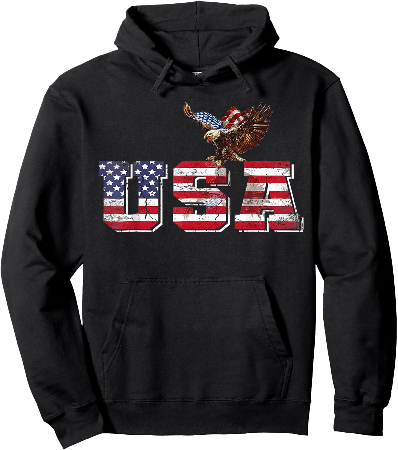 USA American Flag Patriotic 4th of July Eagle Women Hoodie - Hoodie | Black