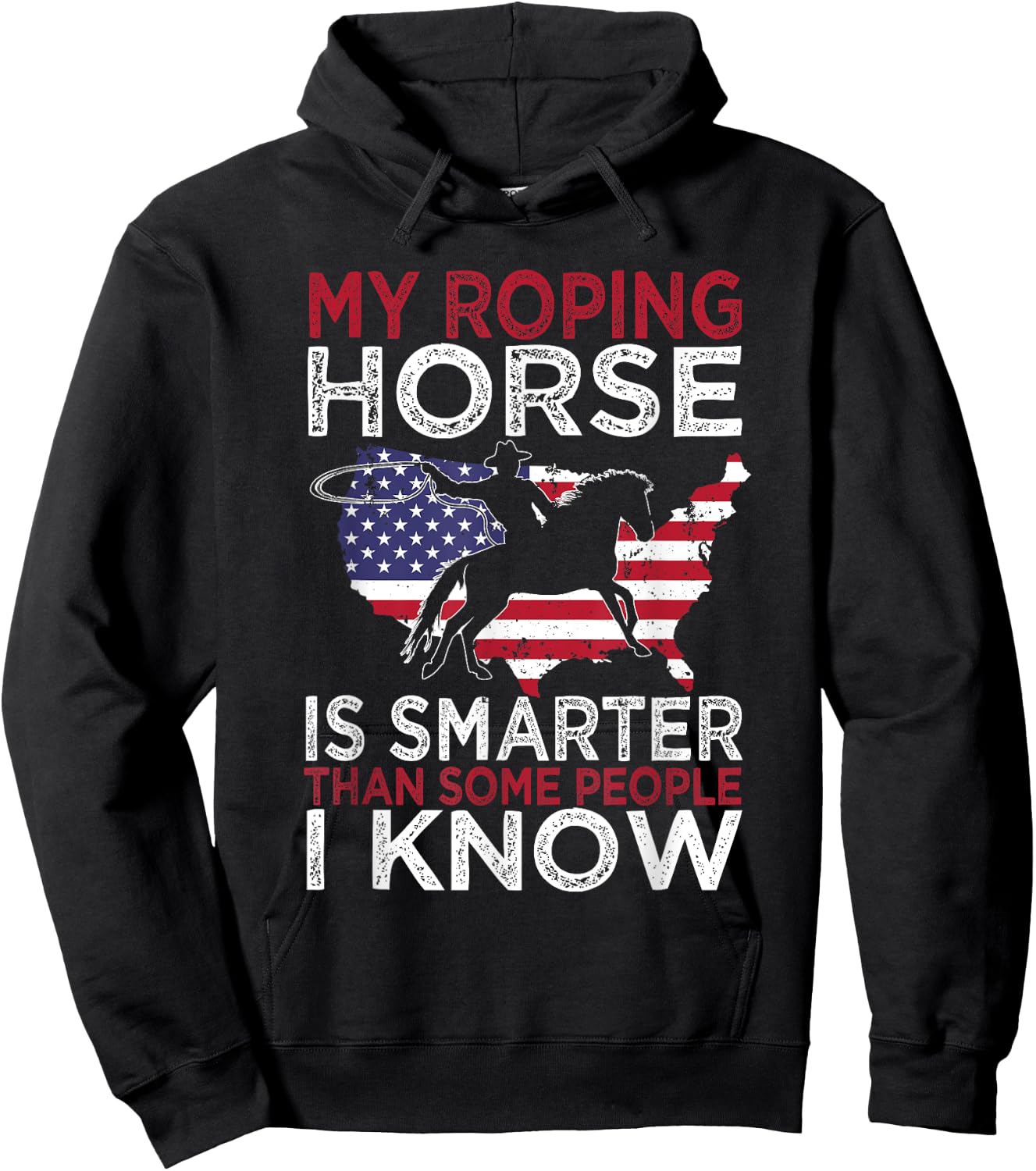 Team Roping Funny Rodeo Cowboy Cowgirl Horse Riding Roper Hoodie - Hoodie | Black