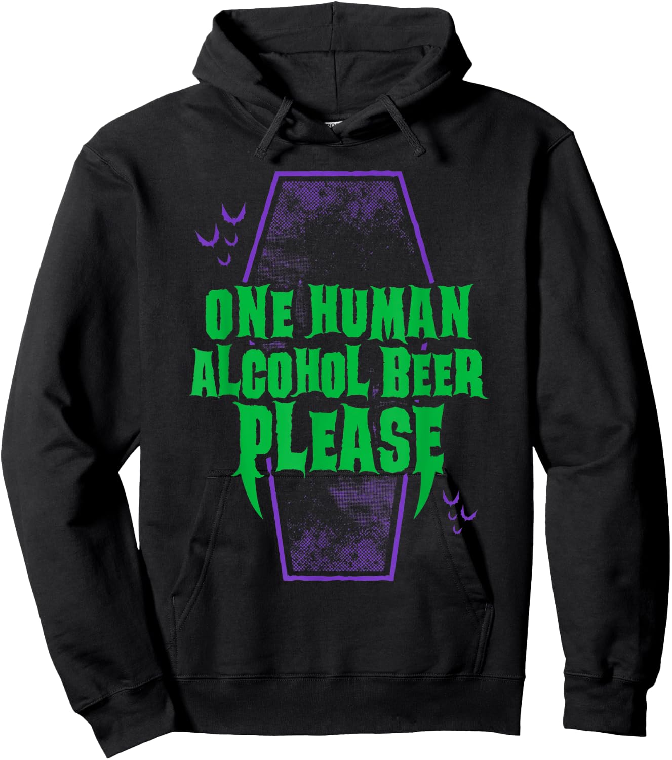 One Human Alcohol Beer - Funny Goth Vampire - Distressed Hoodie - Hoodie | Black