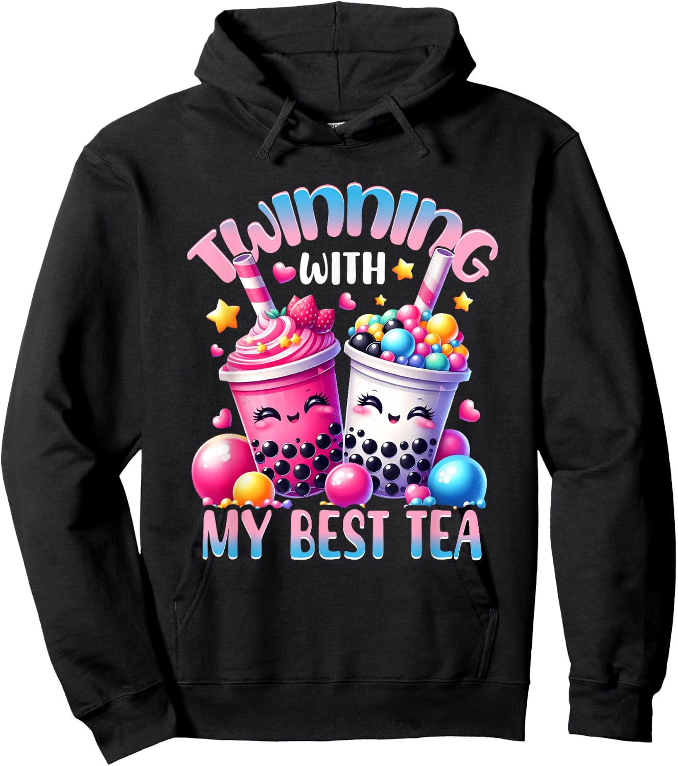 Partnership with My Best Tea Bubble Tea Boba Bestie Friendship Hoodie - Hoodie | Black