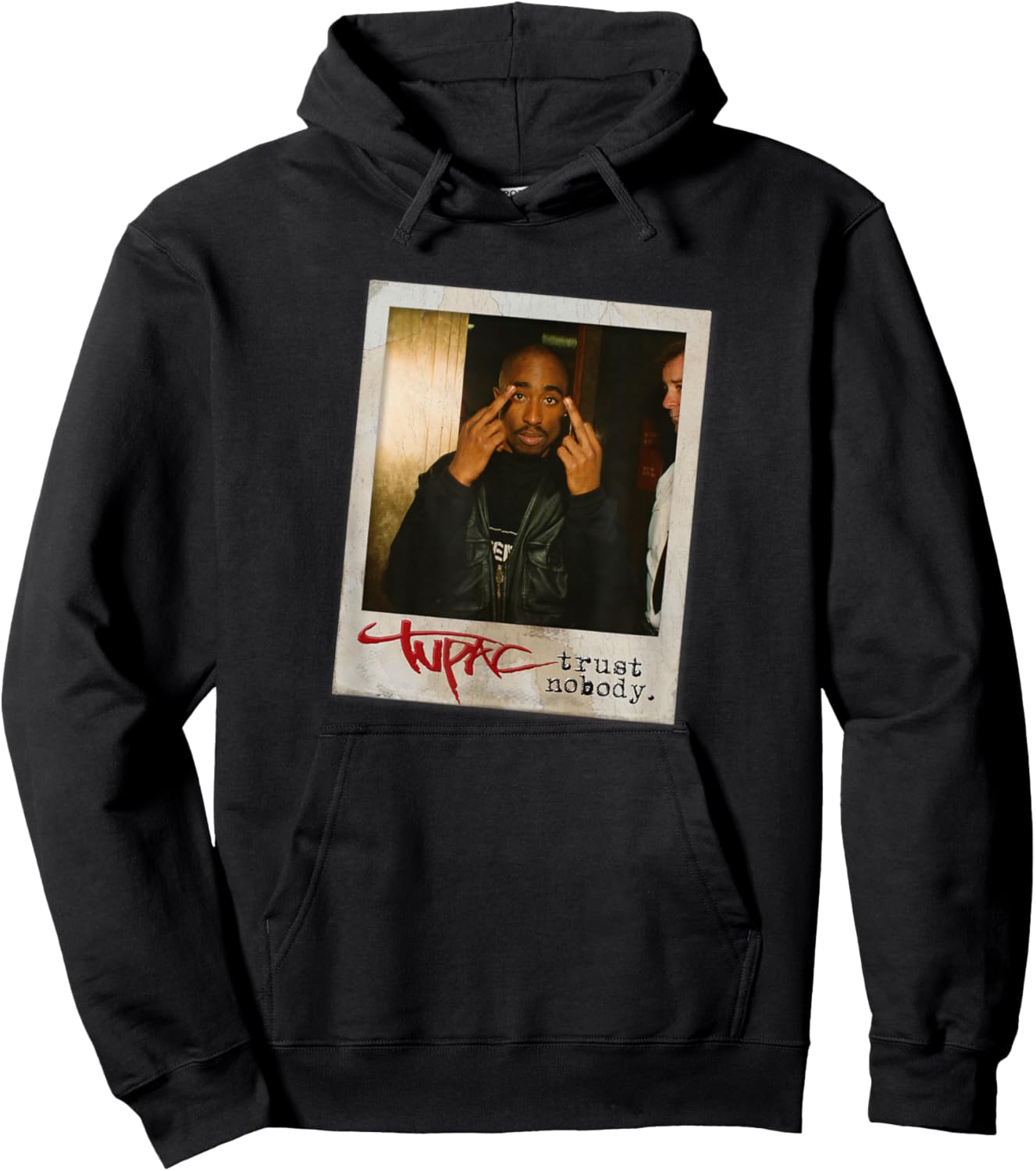 TUPAC SHAKUR Trust Nobody Photo , -Adult, Black, Small, Short Sleeve, Cotton 50% Polyester 50% Hoodie - Hoodie | Black