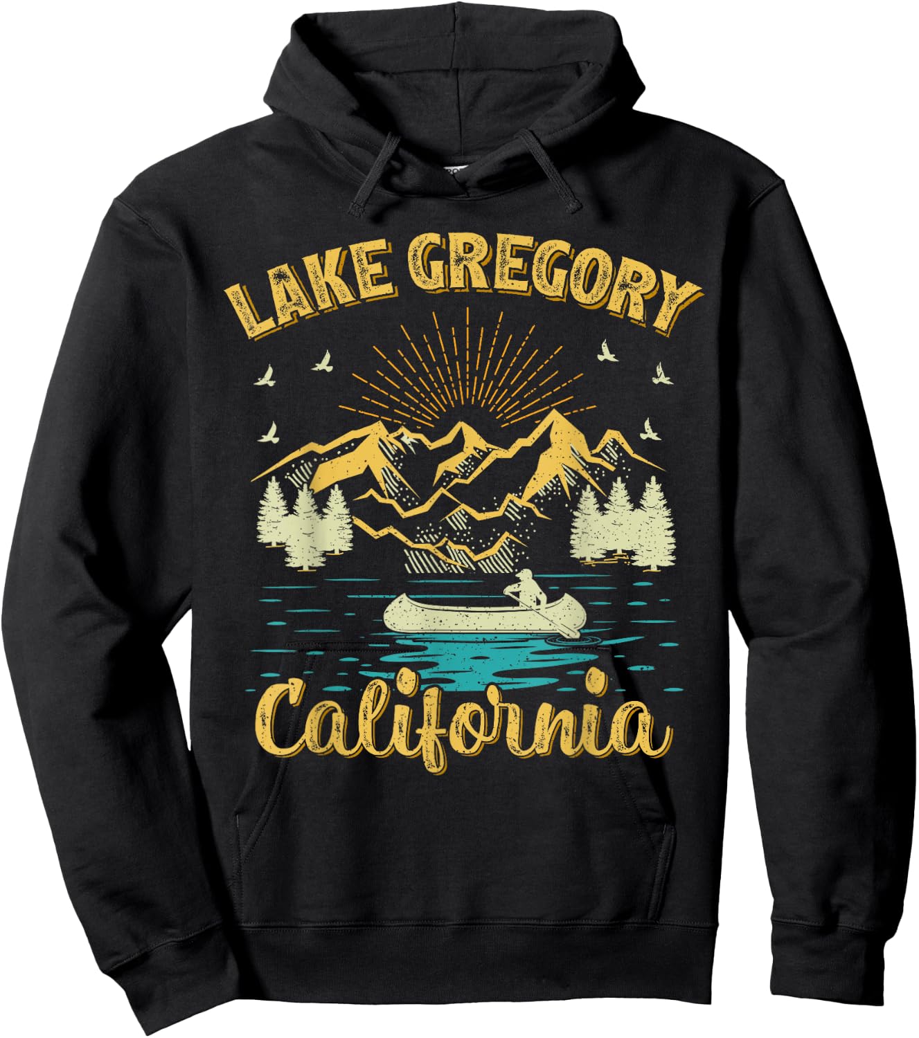 Summer Vacation Retro Mountain California Gregory Lake Men Women Kids Hoodie - Hoodie | Black