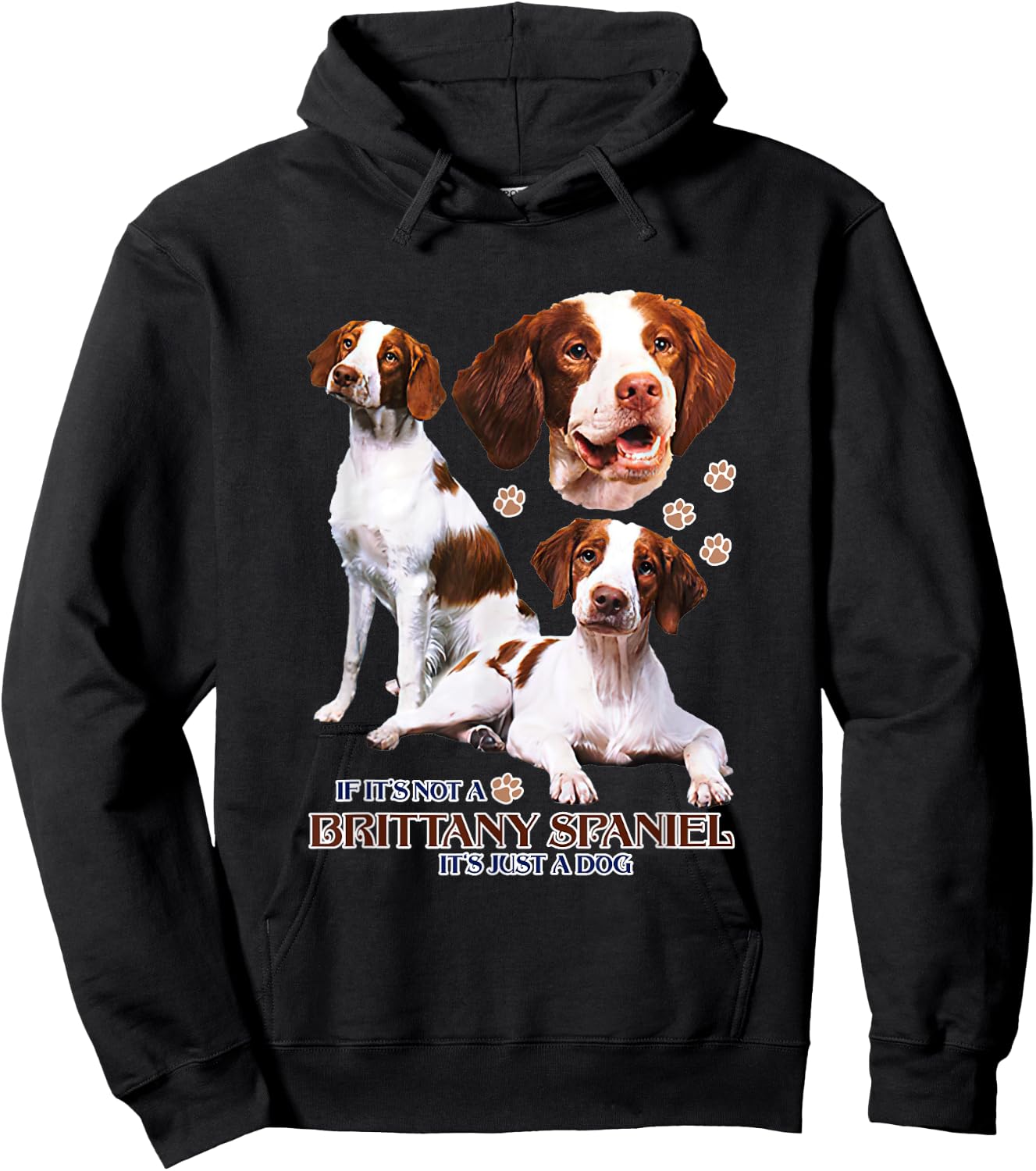 If It's Not A Brittany Spaniel It's Just A Dog Funny Dog Mom Women Hoodie - Hoodie | Black