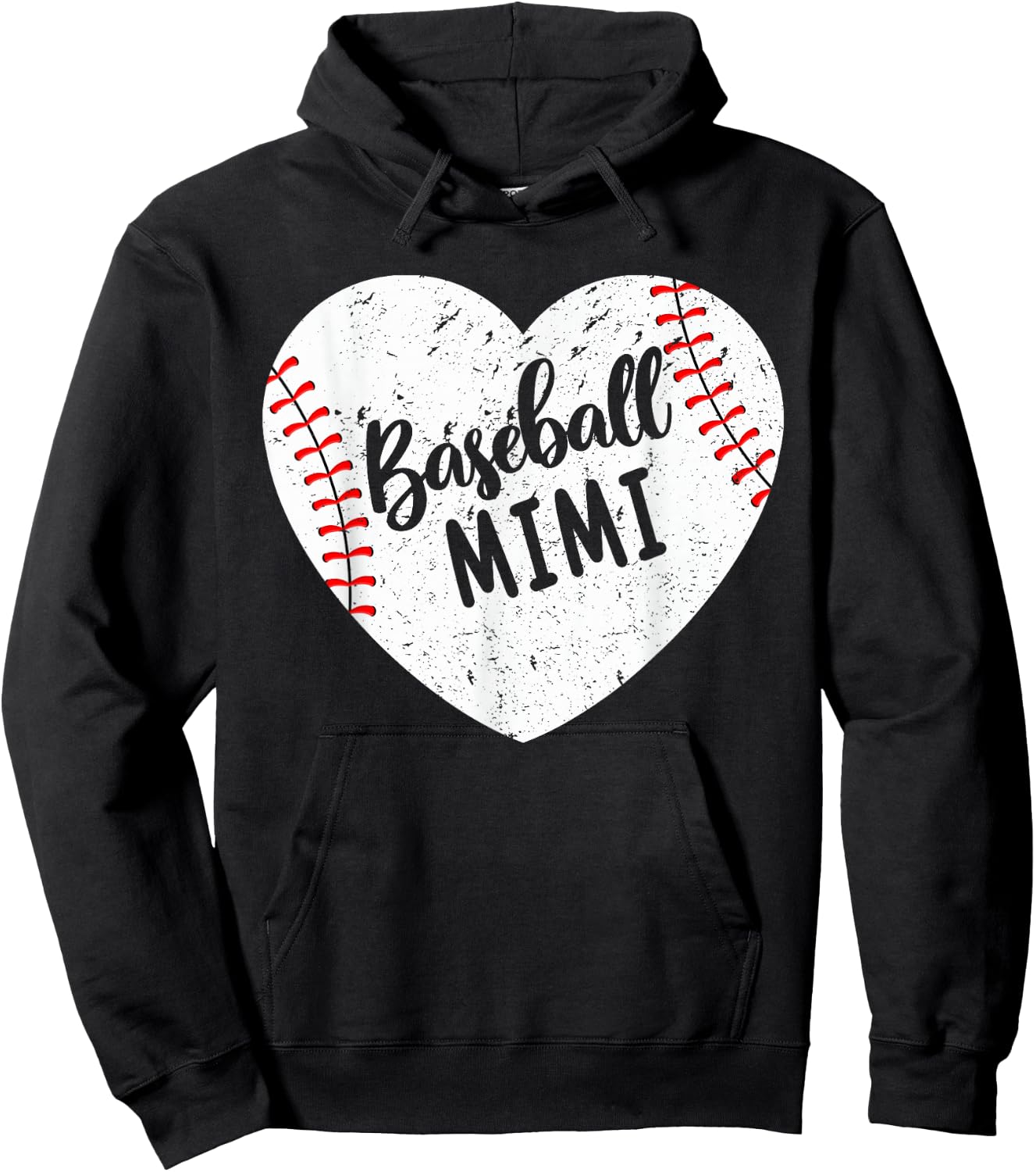 Baseball Mimi Retro Heart Baseball Grandma Mother's Day Hoodie - Hoodie | Black