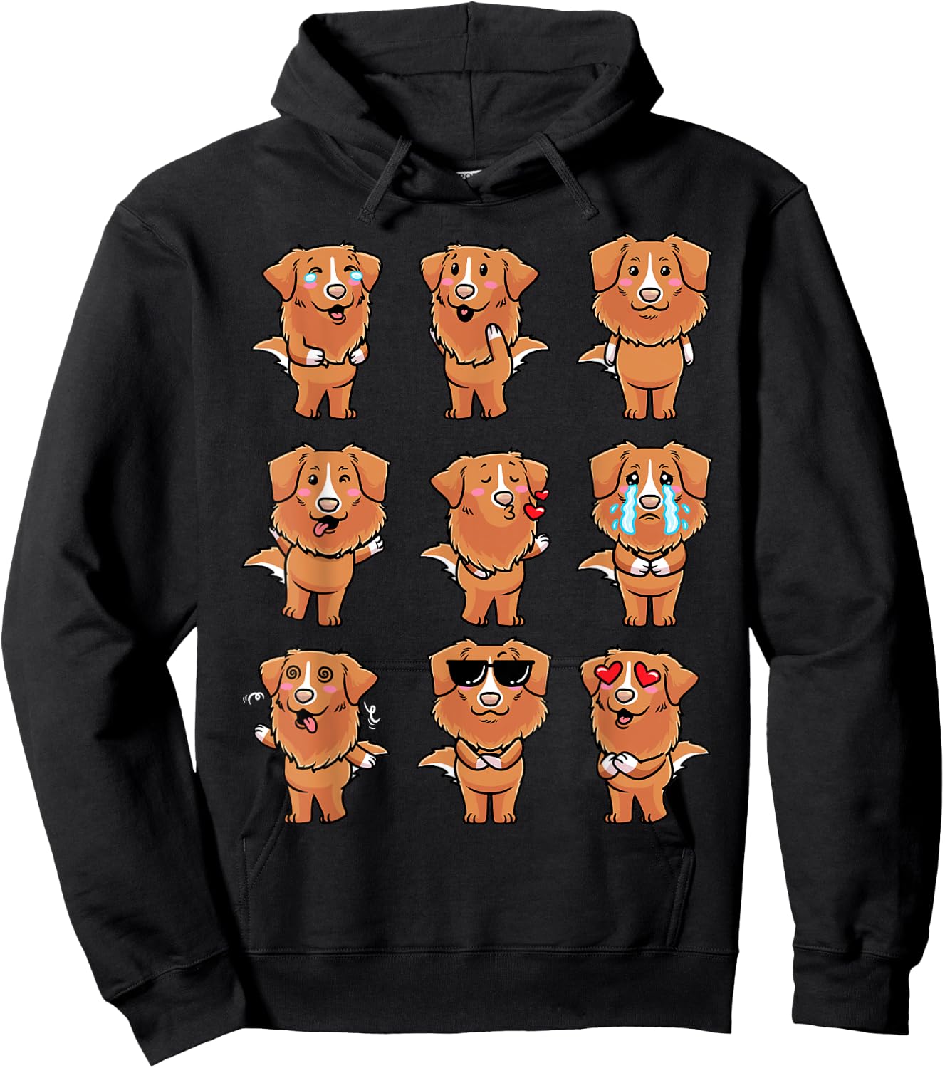 Thembtollermal Nova Scotia Duck Tolling Retriever Dog Emotions Hoodie - Hoodie | Black