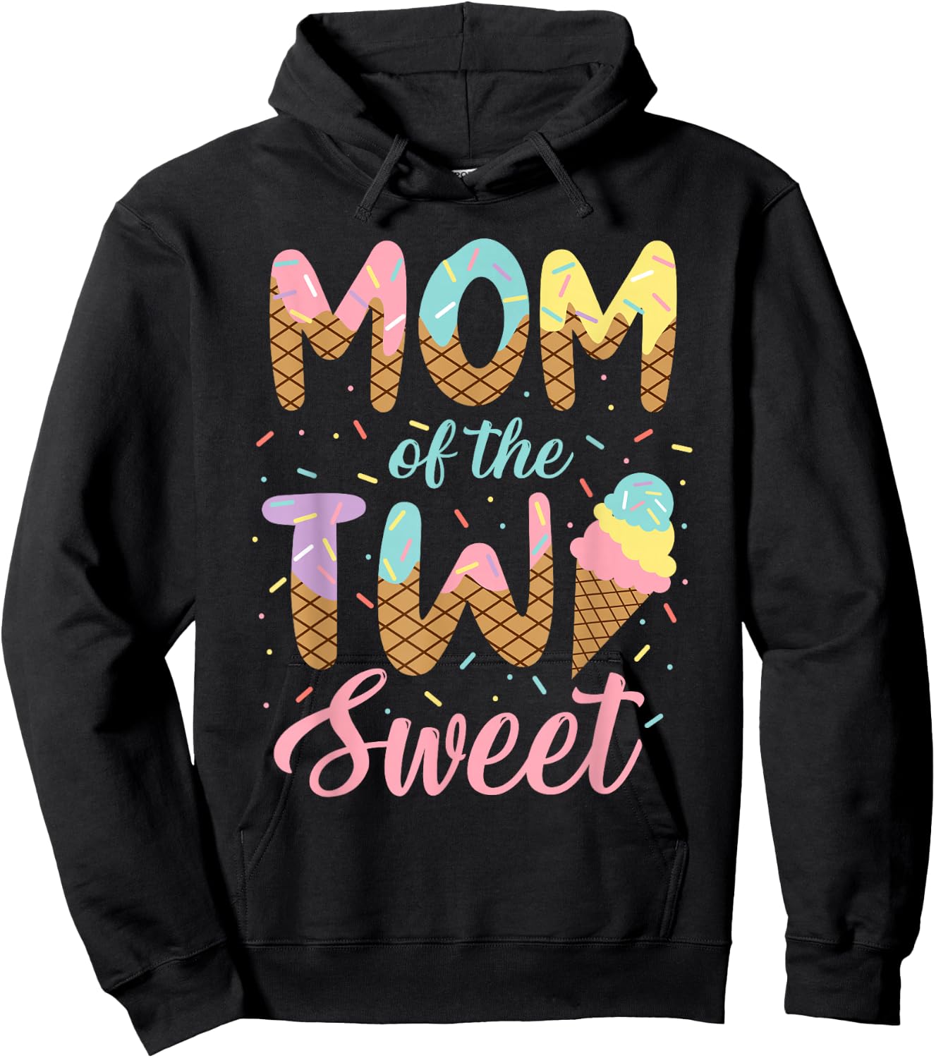 Mom of the Two Sweet Birthday Girl Ice Cream Lovers 2nd Hoodie - Hoodie | Black