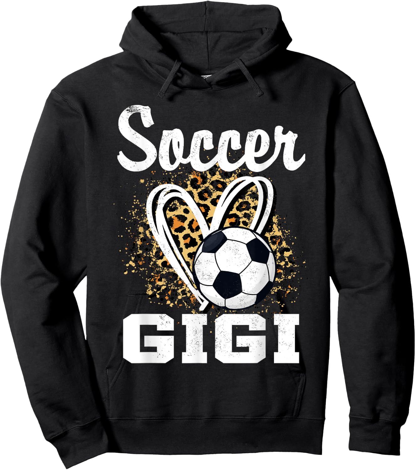 Soccer Gigi Leopard Heart Grandma Hoodie - Hoodie | Black