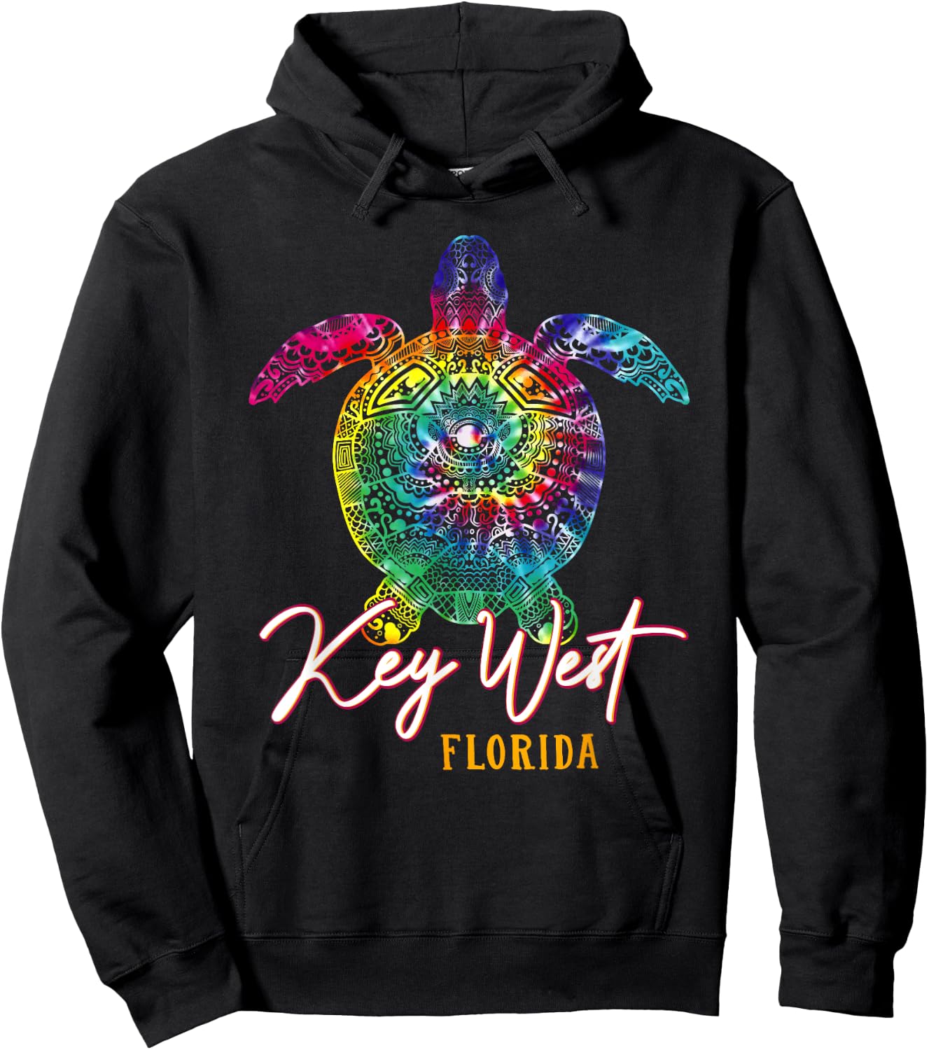Key West Tie Dye Sea Turtle Florida Matching Family Vacation Hoodie - Hoodie | Black