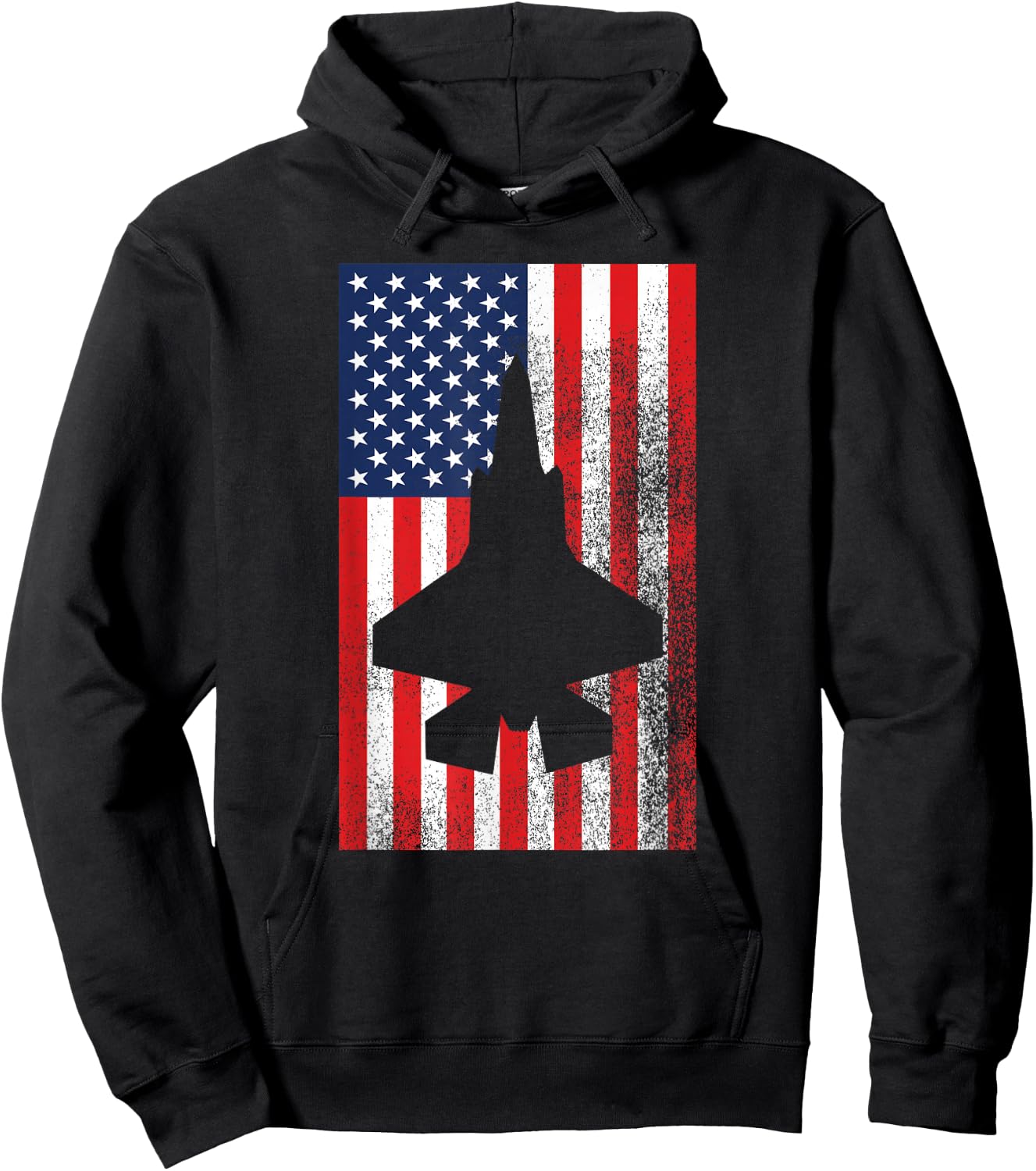 American Flag Patriotic F35 Fighter Jet Red White Blue Pilot Hoodie - Hoodie | Black