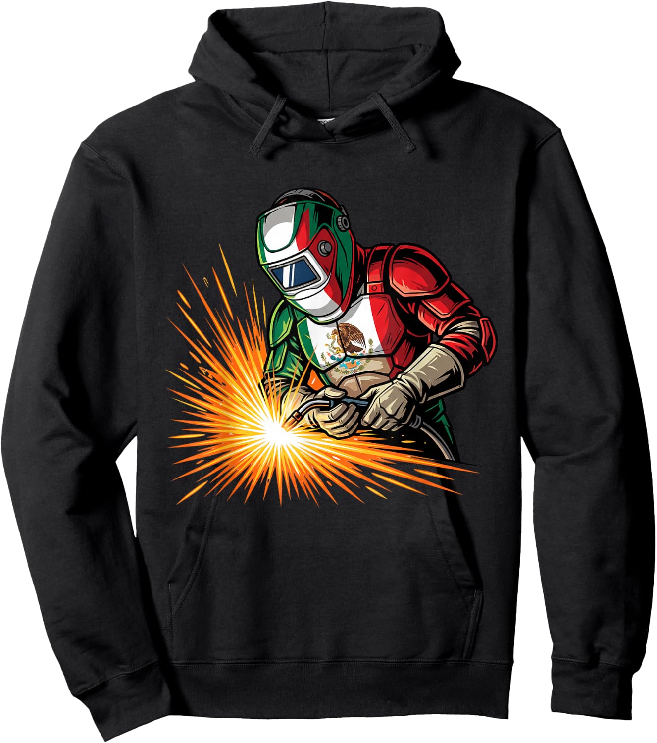 Mexican Welder and Mexico Flag Hoodie - Hoodie | Black