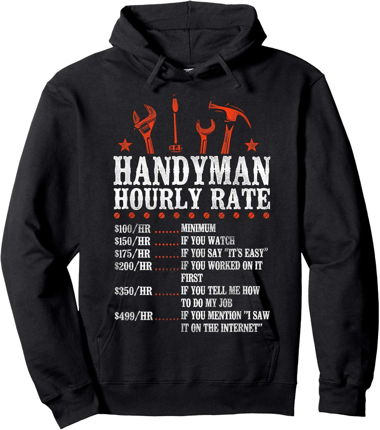 Funny Handyman HD0 Vintage Black , -Adults, Small, Short Sleeve, Classic Fit, , Polyester 100% Hoodie - Hoodie | Black