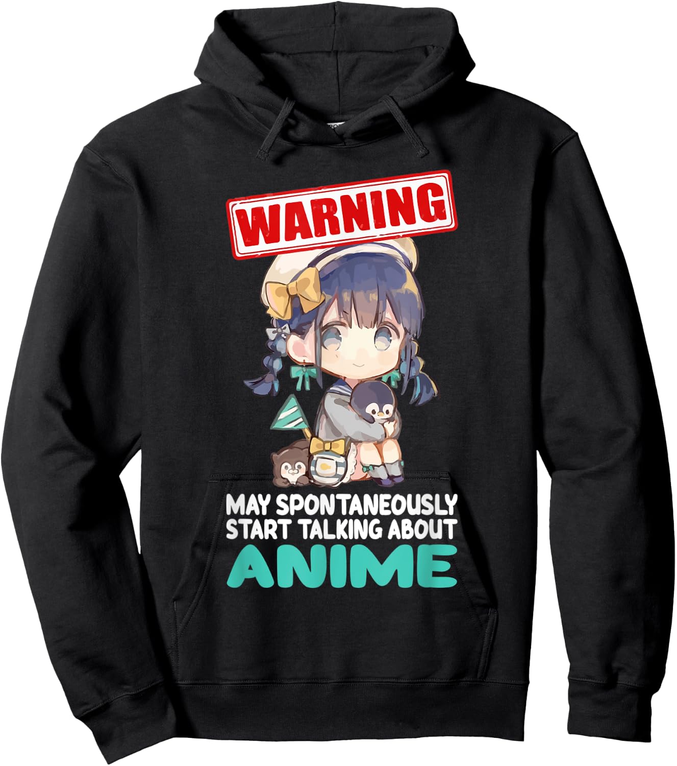 Warning May Spontaneously Start Talking About Anime Funny Hoodie - Hoodie | Black