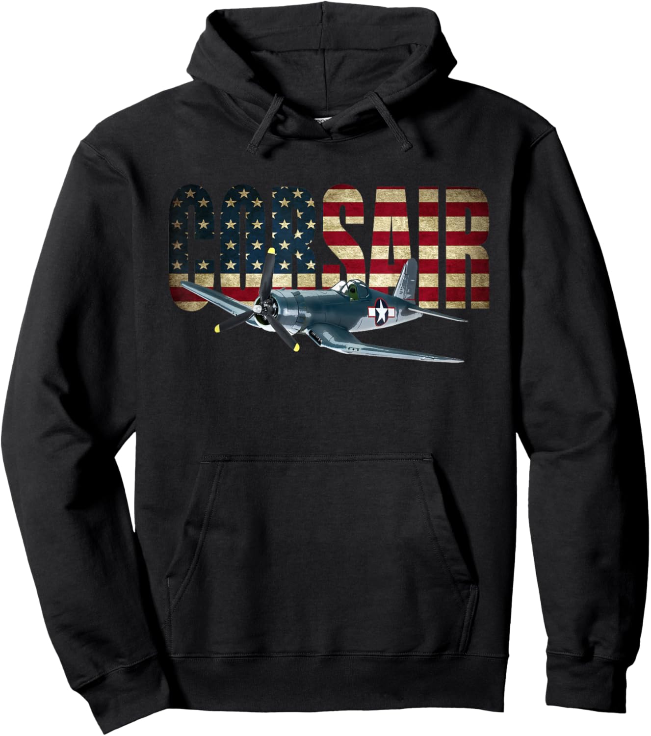 F4U Corsair US American Flag Hoodie - Hoodie | Black