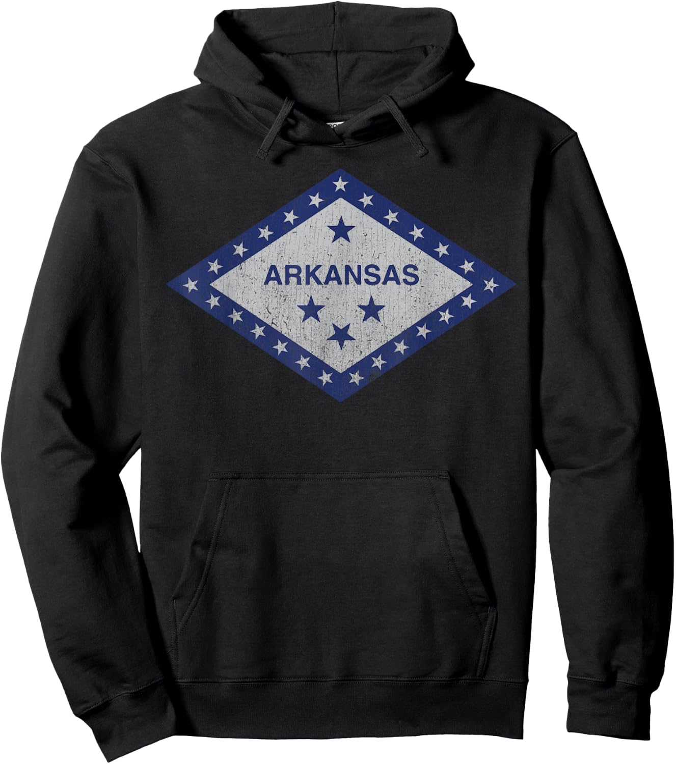 Distressed Stars Arkansas State Flag Hoodie - Hoodie | Black