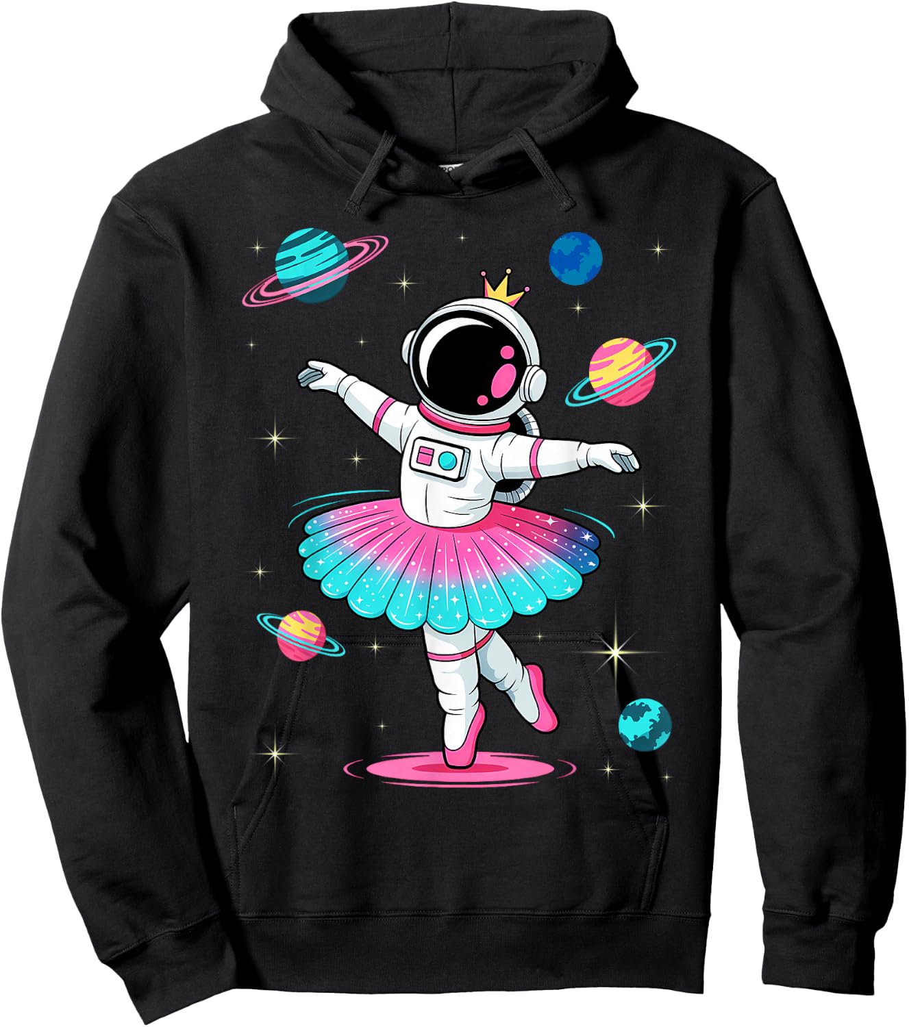 Ballerina Girl Space Astronaut Hoodie - Hoodie | Black