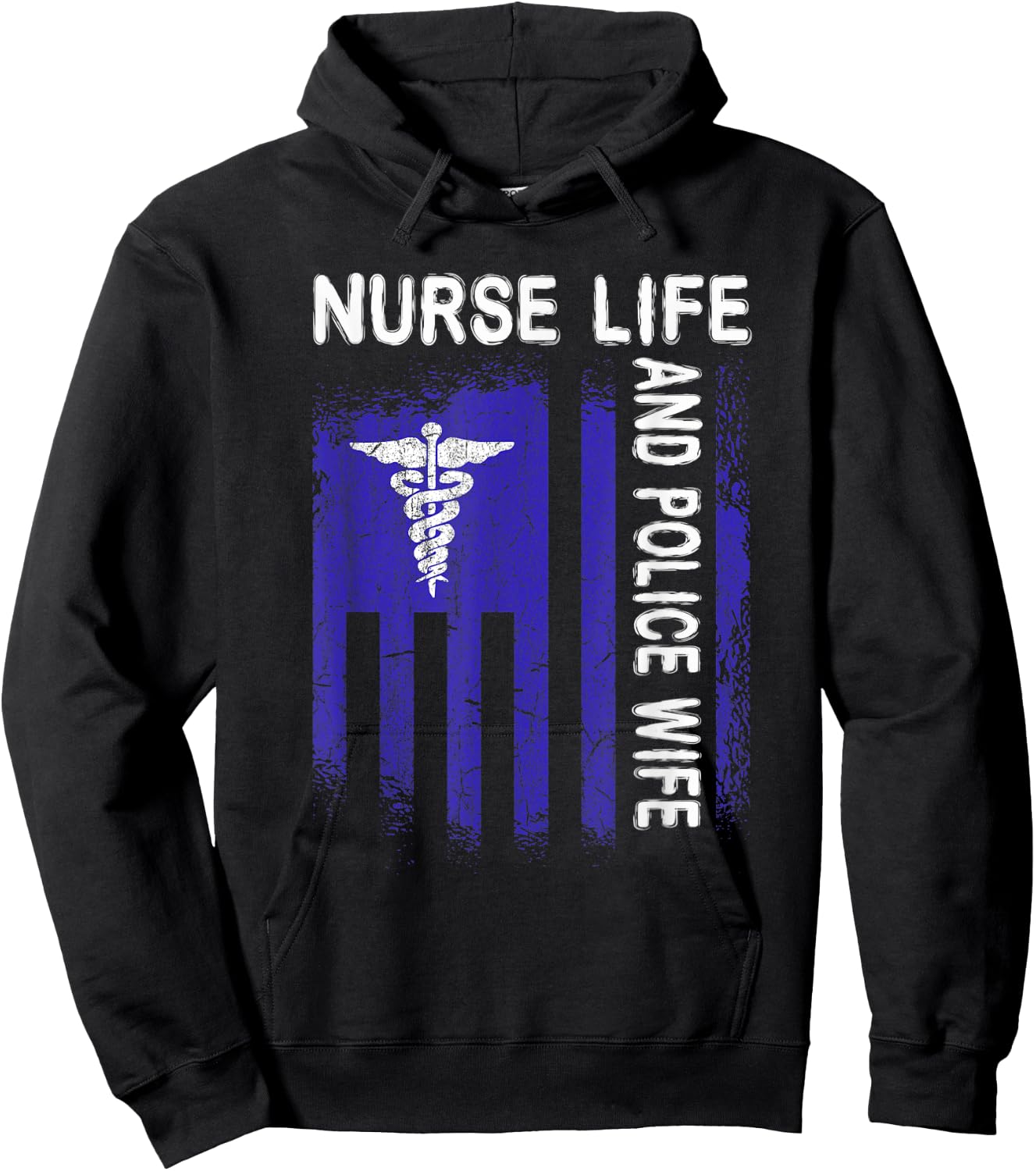 Nurse Life And Police Wife Flag American For Nurse & Police Hoodie - Hoodie | Black