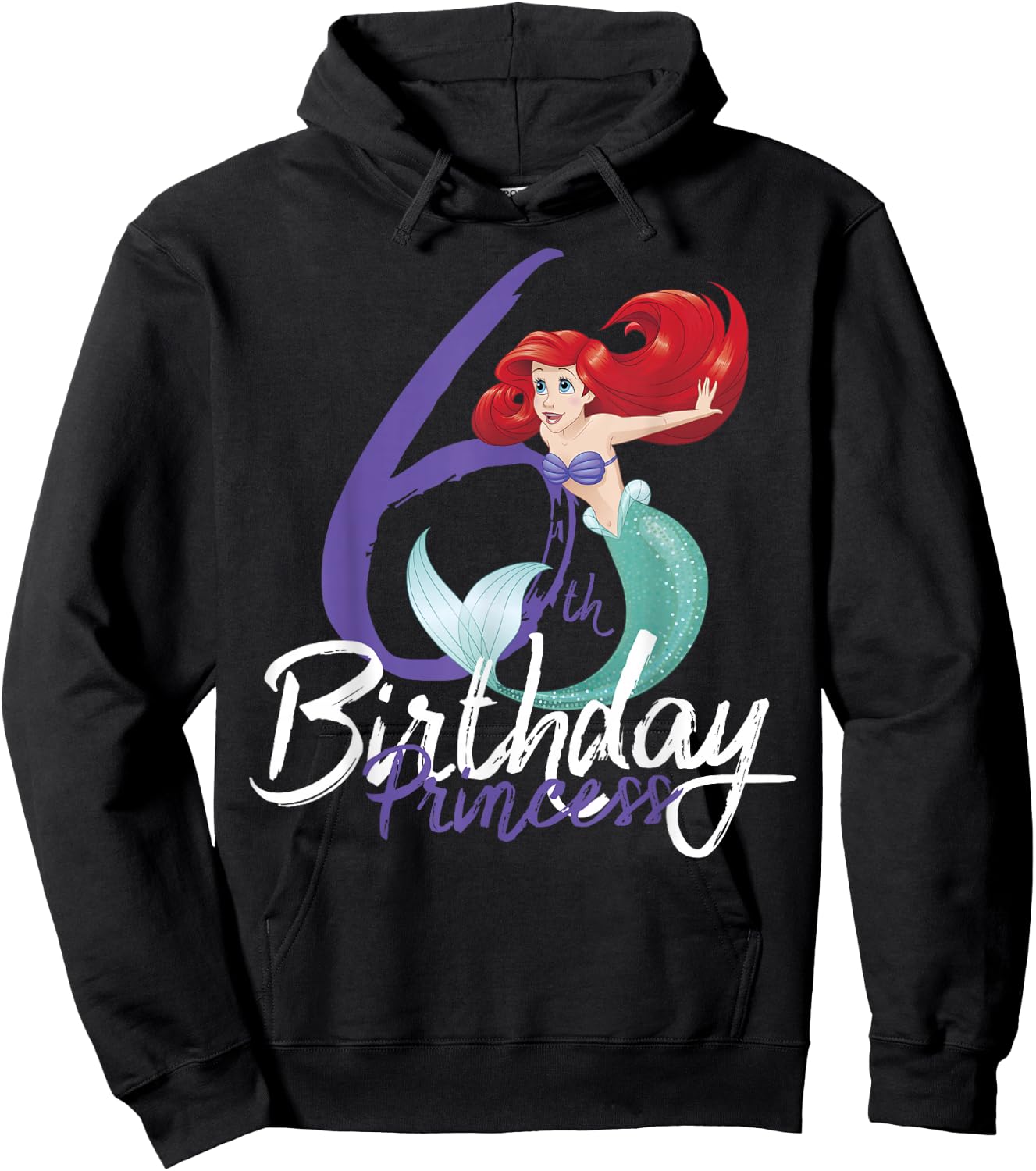 Disney The Little Mermaid Ariel 6th Birthday Princess Pose Hoodie - Hoodie | Black