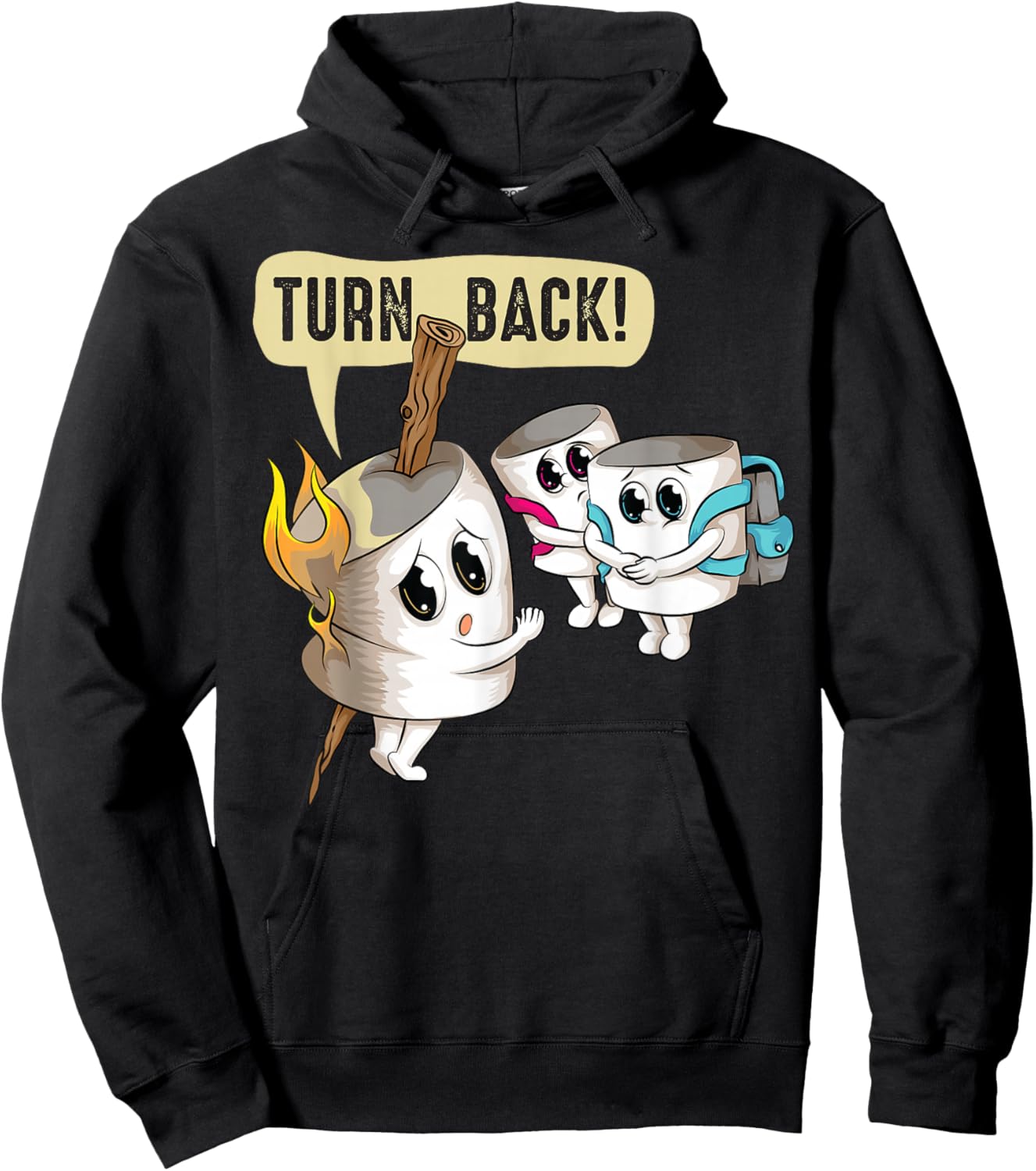 Funny Turn Back | Cool Roasted Marshmallow On A Stick Gift Hoodie - Hoodie | Black