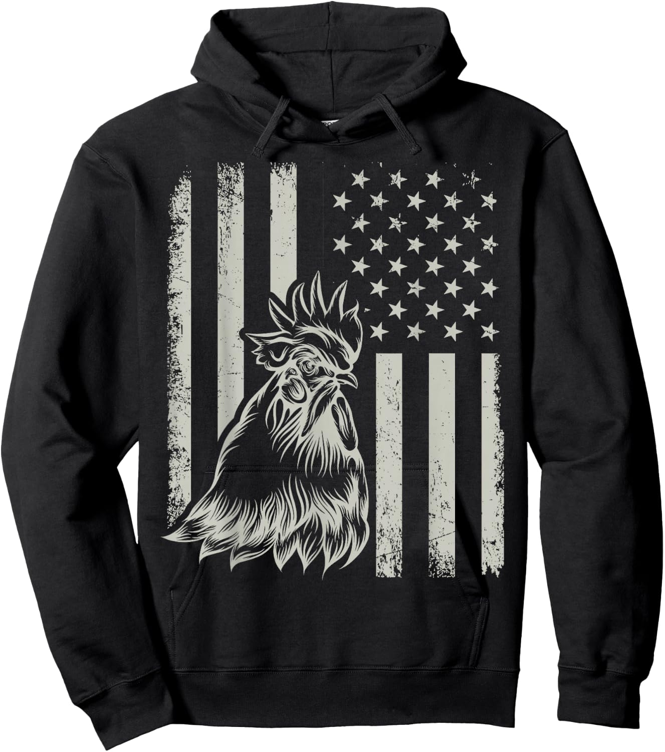 Proud Patriotic Chicken Rooster Farmer Lover American Flag Hoodie - Hoodie | Black