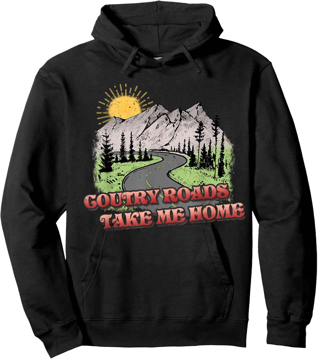 Country Roads Take Me Home Hiking Mountain Hoodie - Hoodie | Black