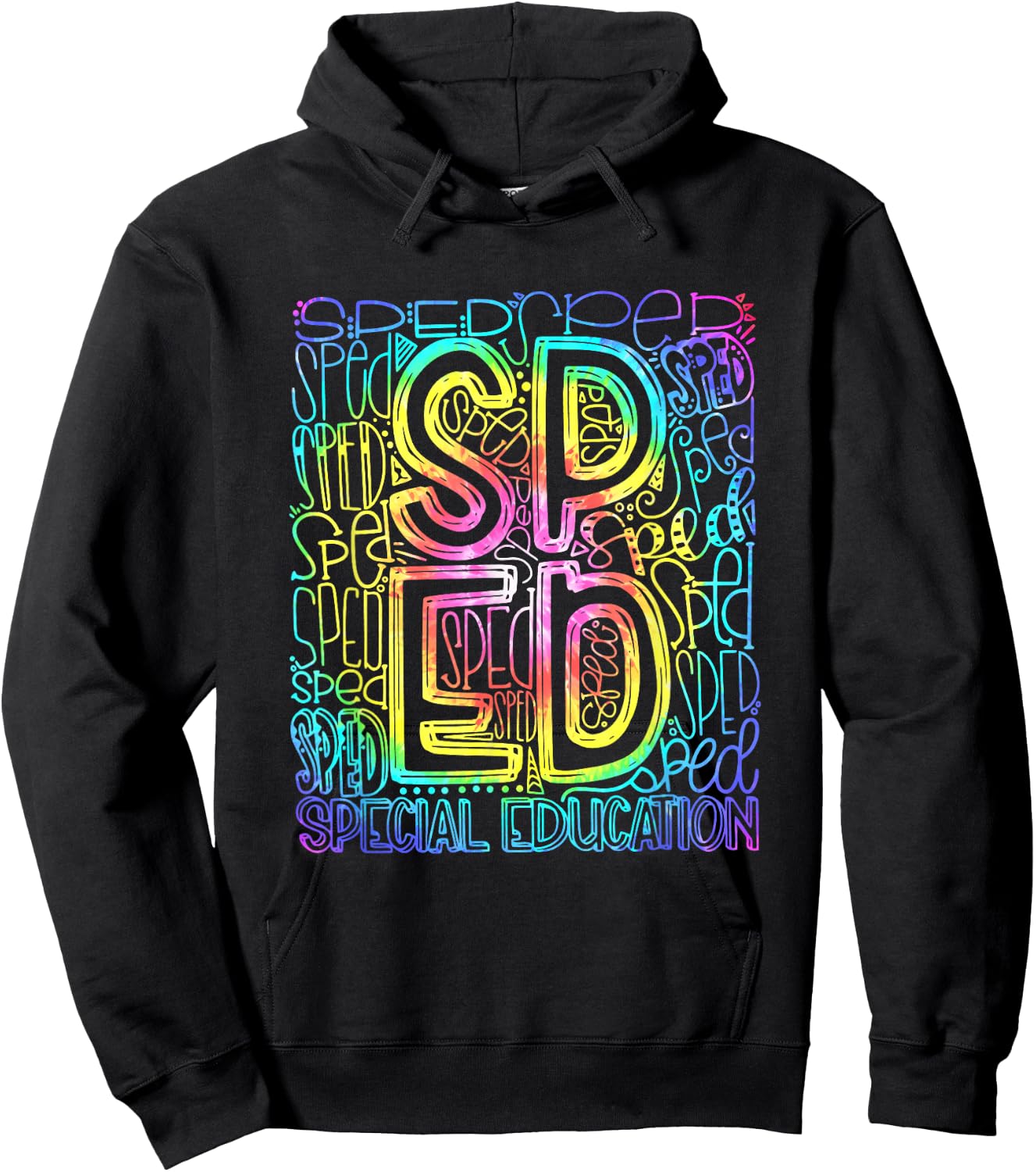 SPED Special Education Ed Teacher Tie Dye Typography Hoodie - Hoodie | Black