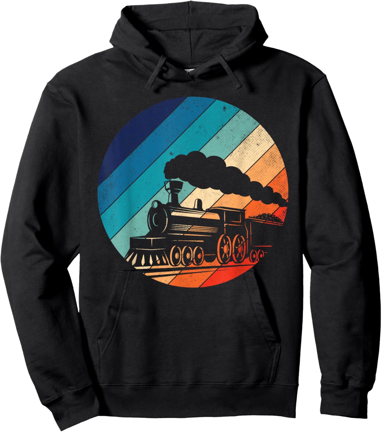 Train Railroad Vintage Retro Locomotive Old Model Hoodie - Hoodie | Black