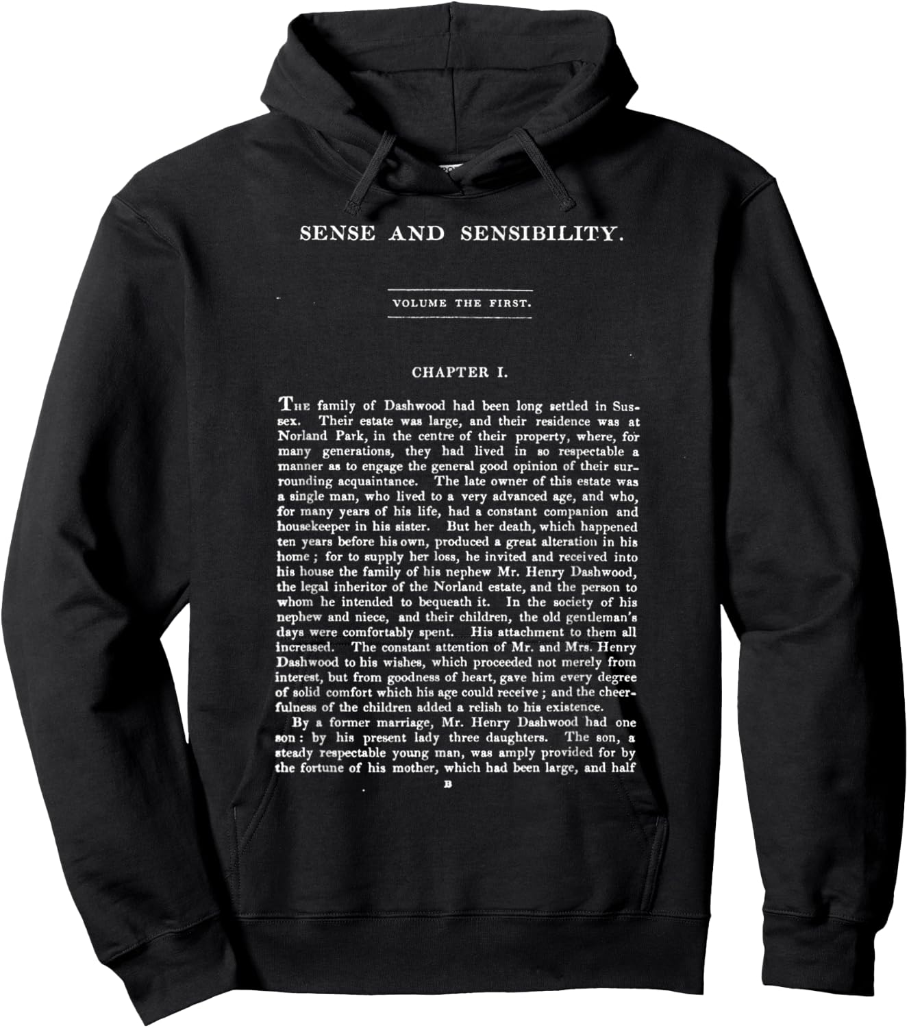 Sense and Sensitivity Jane Austen First Page Hoodie - Hoodie | Black
