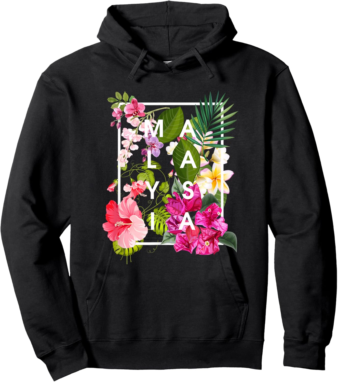 Flowers of Malaysia Word Art - Malaysian Pride Hoodie - Hoodie | Black